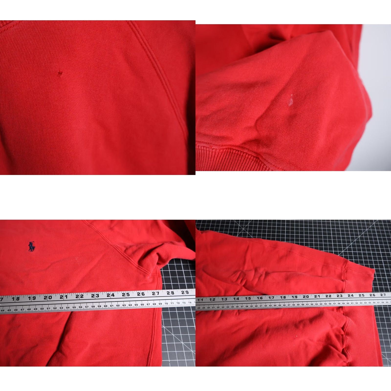 Polo Ralph Lauren VINTAGE Polo Ralph Lauren Sweatshirt Men's Large Red Crewneck Distressed Paint Splatter Embroidered Pony Hem Raglan Oversized 90s Retro Hipster Preppy Size US L / EU 52-54 / 3 - 8 Thumbnail