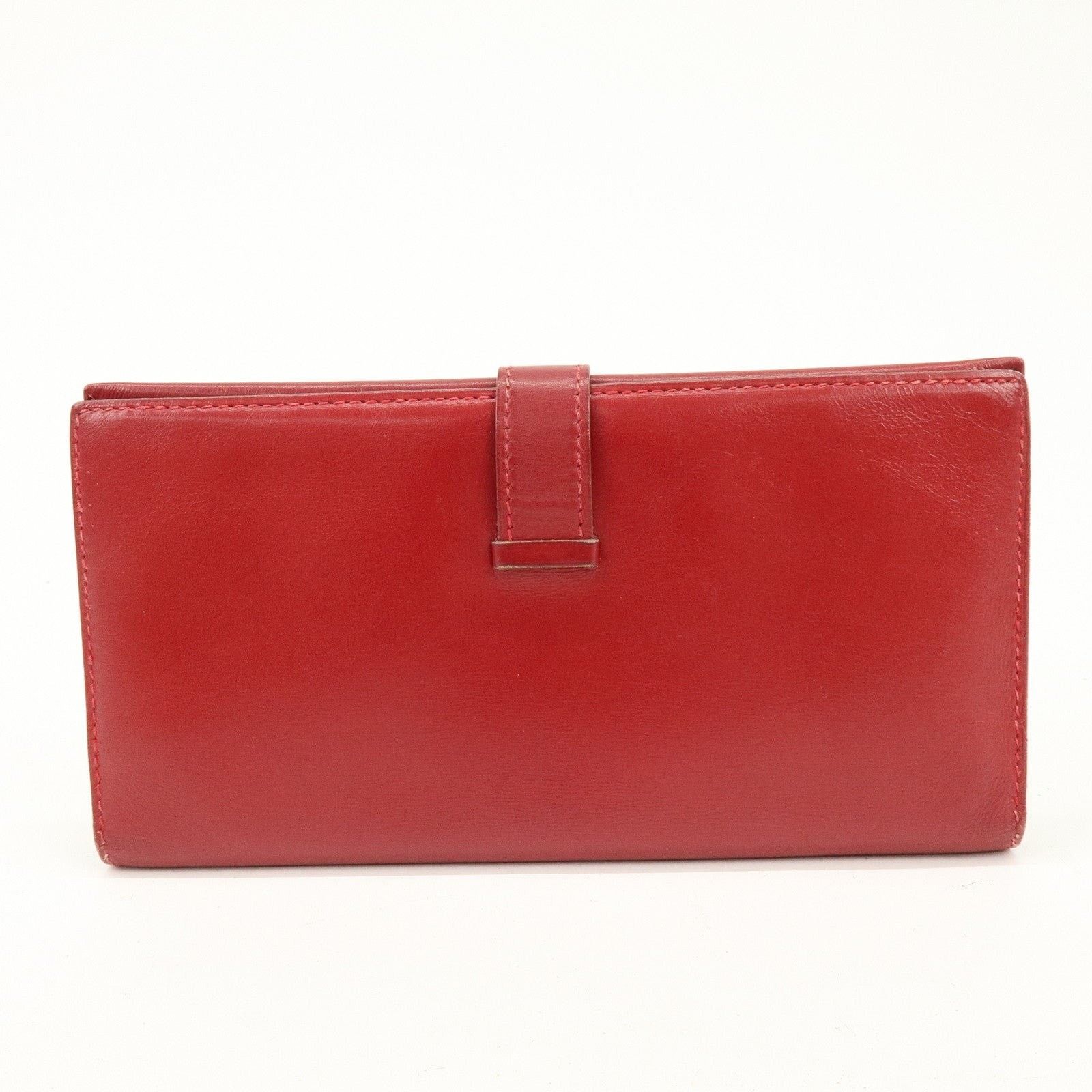 Hermes Hermes Bearn Classic Box Calf Bi-fold Long Wallet Red Size ONE SIZE - 2 Thumbnail