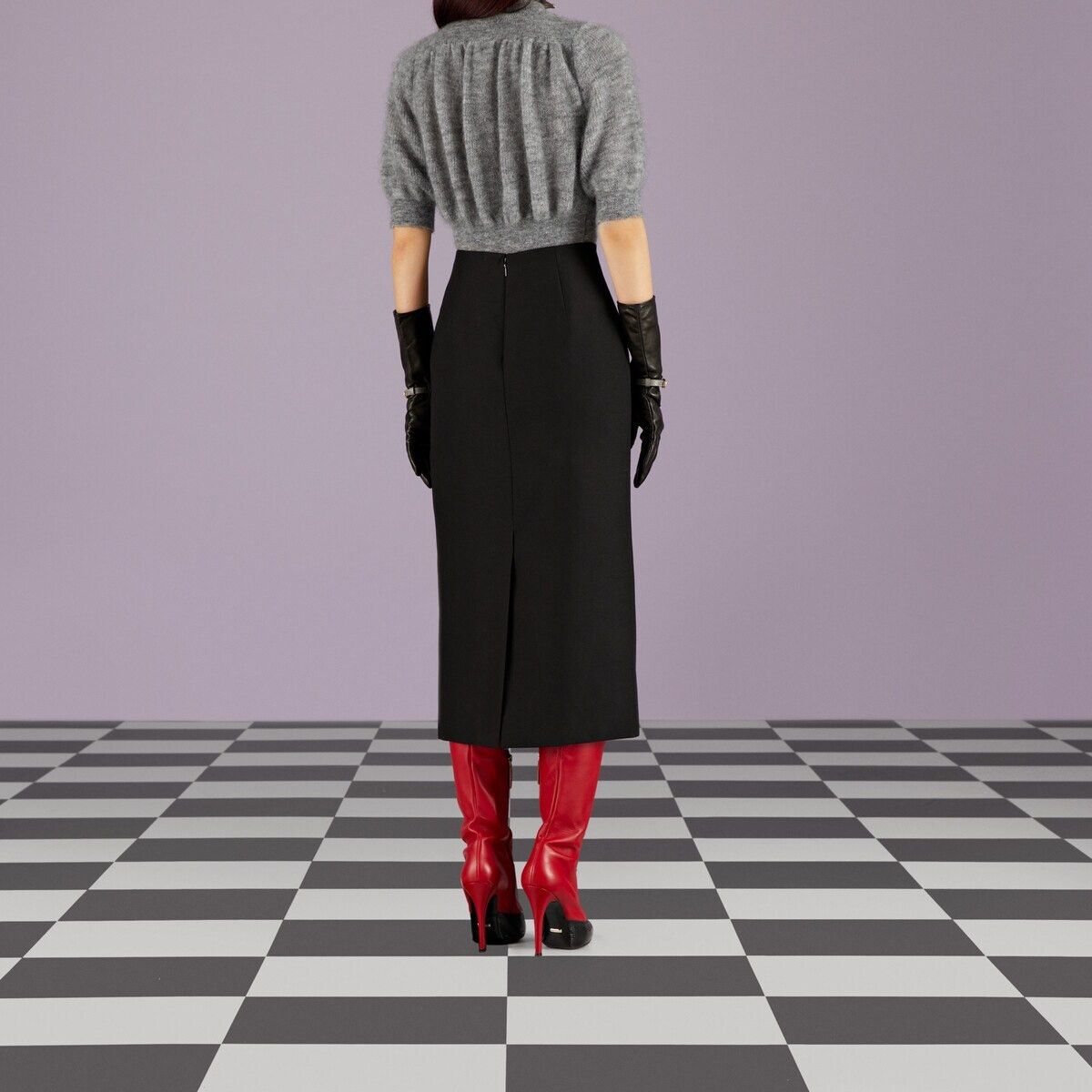 Gucci o1s1wg111025 Wool Midi Skirt With Draping in Black Size 28" / US 6 / IT 42 - 5 Thumbnail