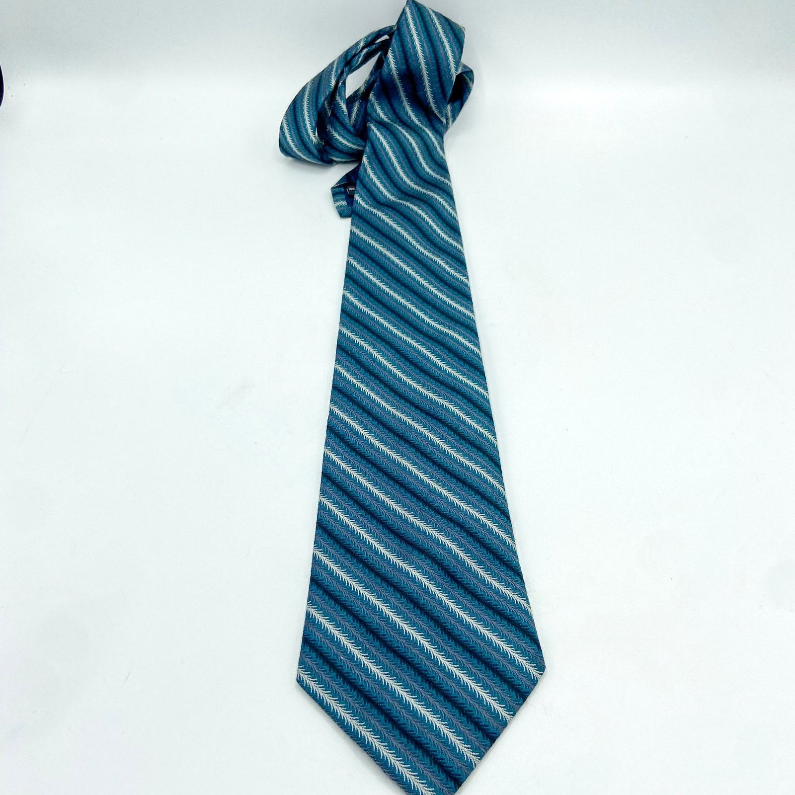 Coach Coach Necktie Teal Blue Diagonal Stripe Silk Jacquard Italy Size ONE SIZE - 8 Thumbnail