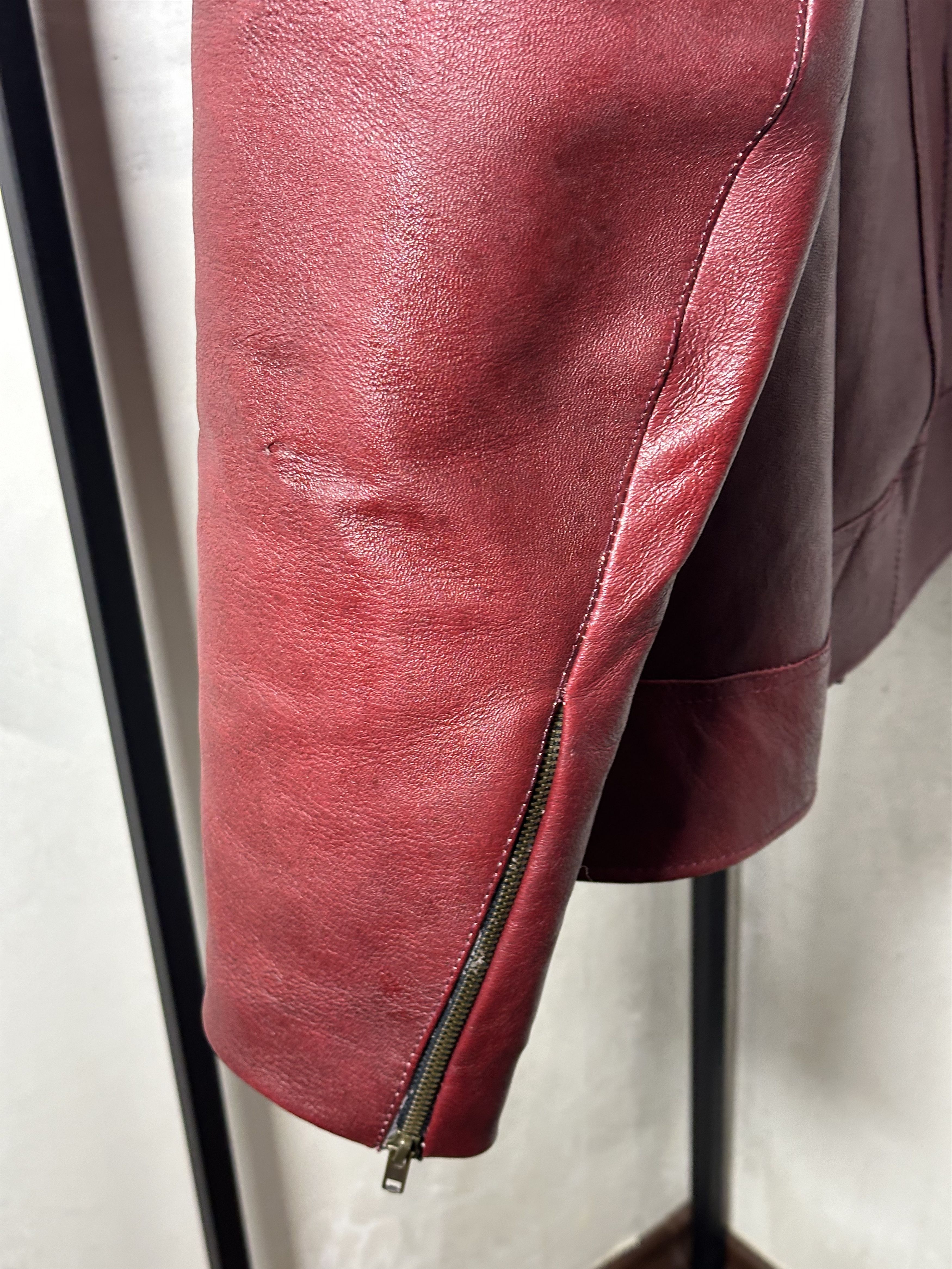 Genuine Leather Custom Made Leather BBS Burgundy Leather Jacket Size US XL / EU 56 / 4 - 12 Thumbnail
