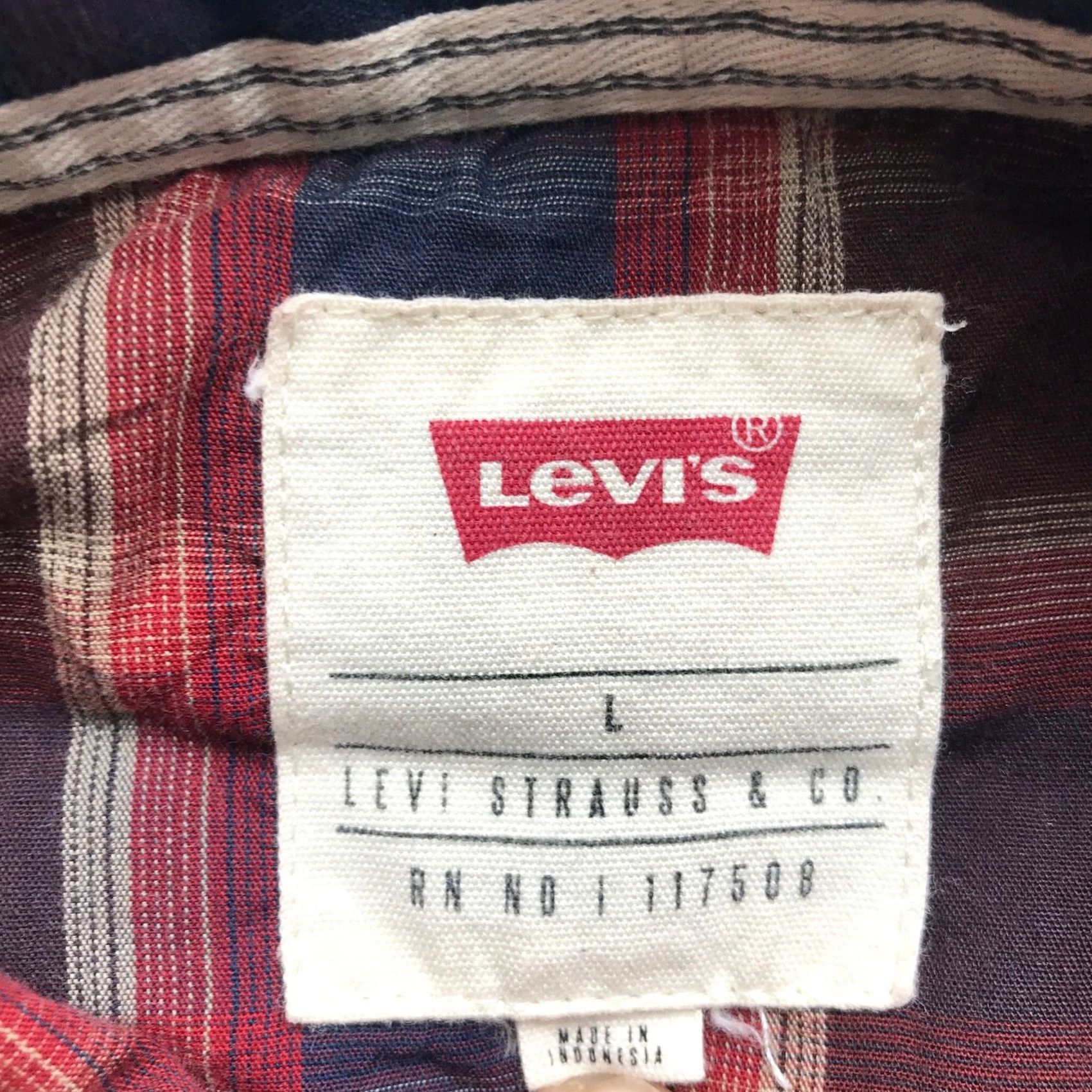 Levi's Levis Strauss & Co. Button Up Shirt Mens Large L Plaid Maroon Red Blue Size US L / EU 52-54 / 3 - 4 Thumbnail