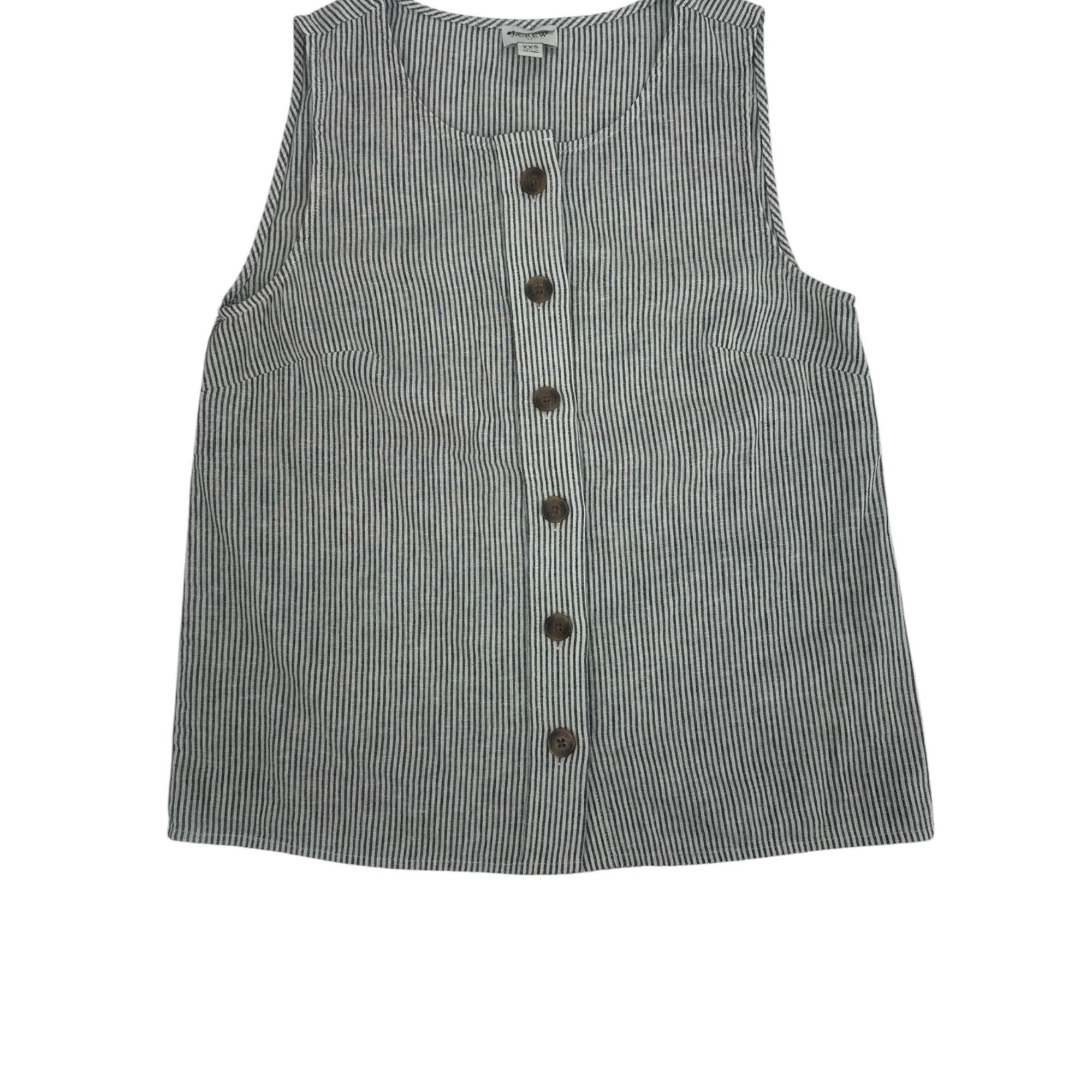 J.Crew J.Crew Coastal Chic Striped Tank Top XXS Linen Cotton Button Size XXS / US 00 / IT 34 - 4 Thumbnail