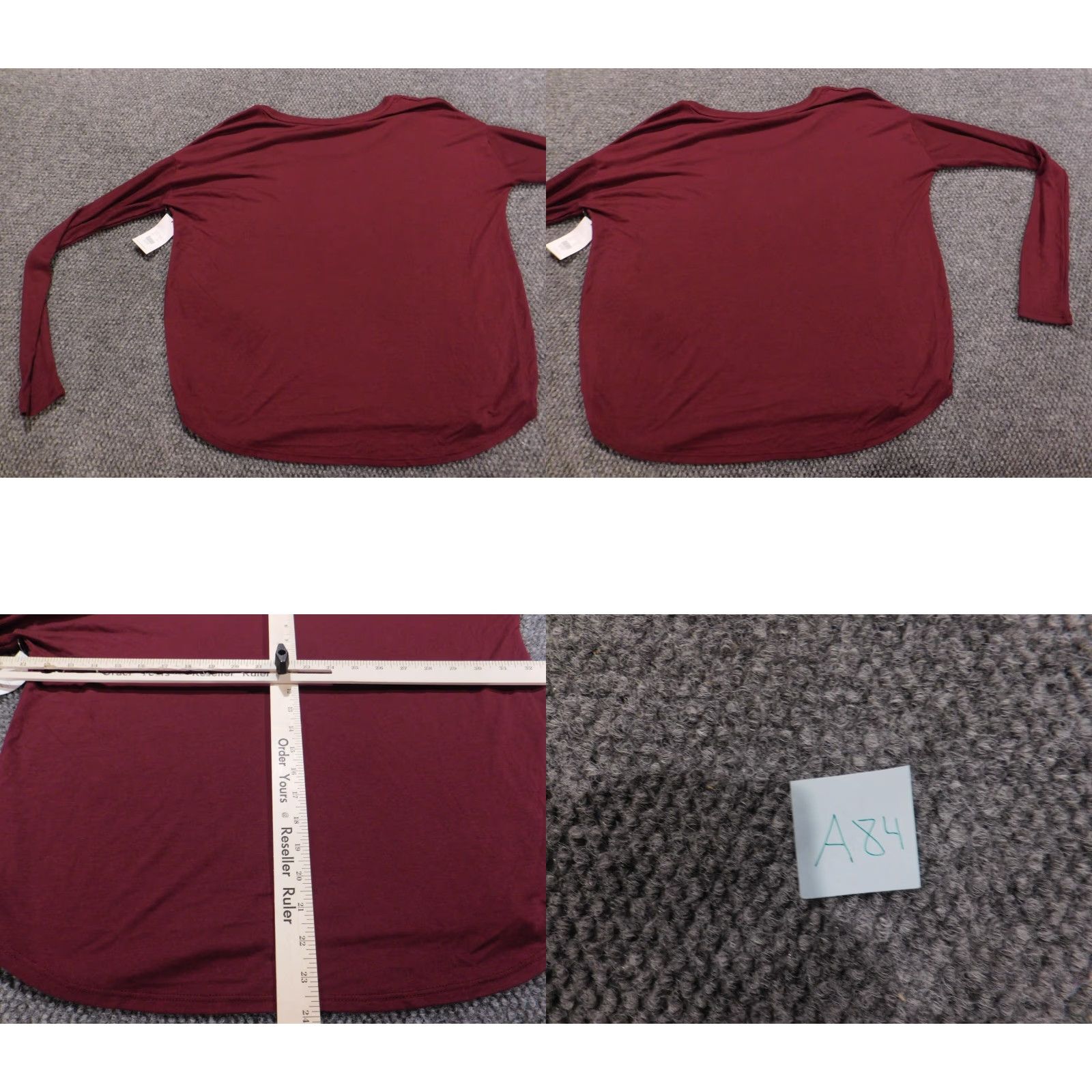 Vintage AKT Blouse Womens S Burgundy Crew Neck Pullover Stretch Top Casual Shirt Regular Red Short 3/4 Sleeve Cotton Rayon Solid Size S / US 4 / IT 40 - 8 Thumbnail