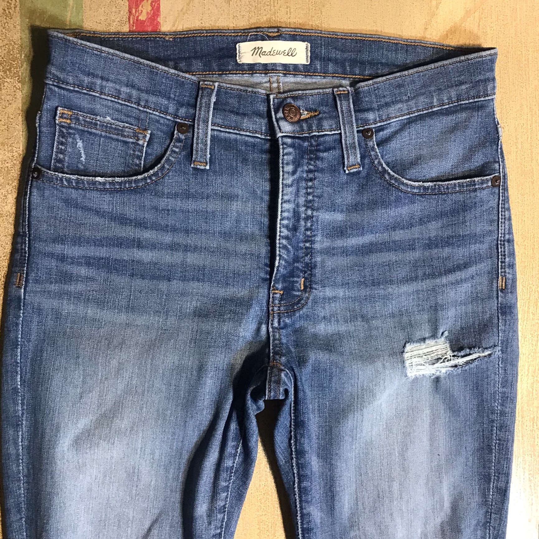 Madewell Madewell 9” High-rise Skinny Distressed Denim Blue Jeans Womens 27 X 25.5 Jeans Women Slim Bohemian College 5-Pocket Zip Denim Pant Size 27" / US 4 / IT 40 - 3 Thumbnail
