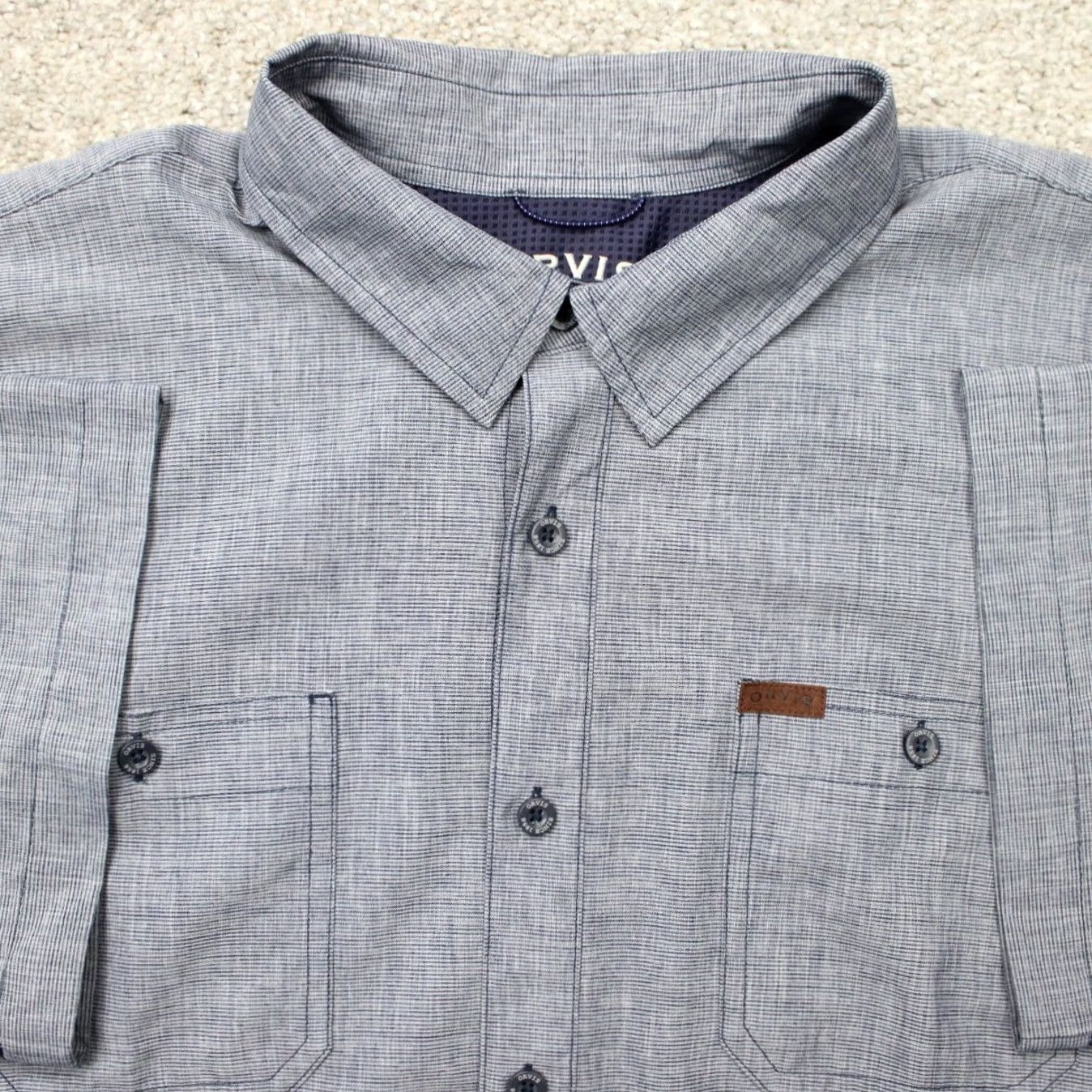 Orvis Orvis Shirt Mens 2XL XXL Blue Woven Tech UPF 30 Short Sleeve Button Casual Size US XXL / EU 58 / 5 - 2 Thumbnail