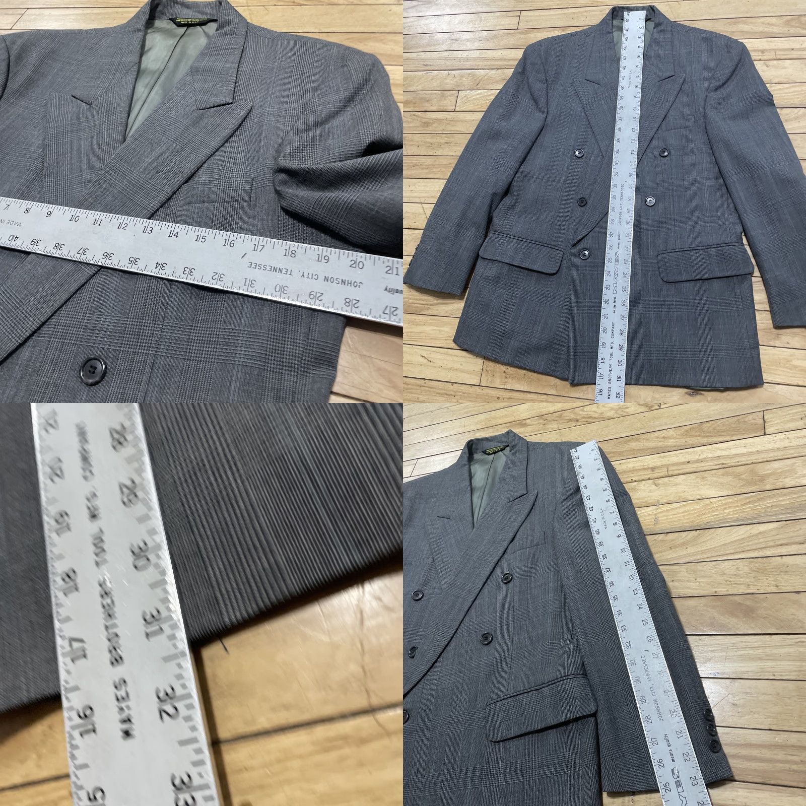 Doublet VINTAGE Dellapenna 39S Gray Plaid Double-Breasted Suit Jacket Men 90s Made USA Size 40R - 9 Thumbnail