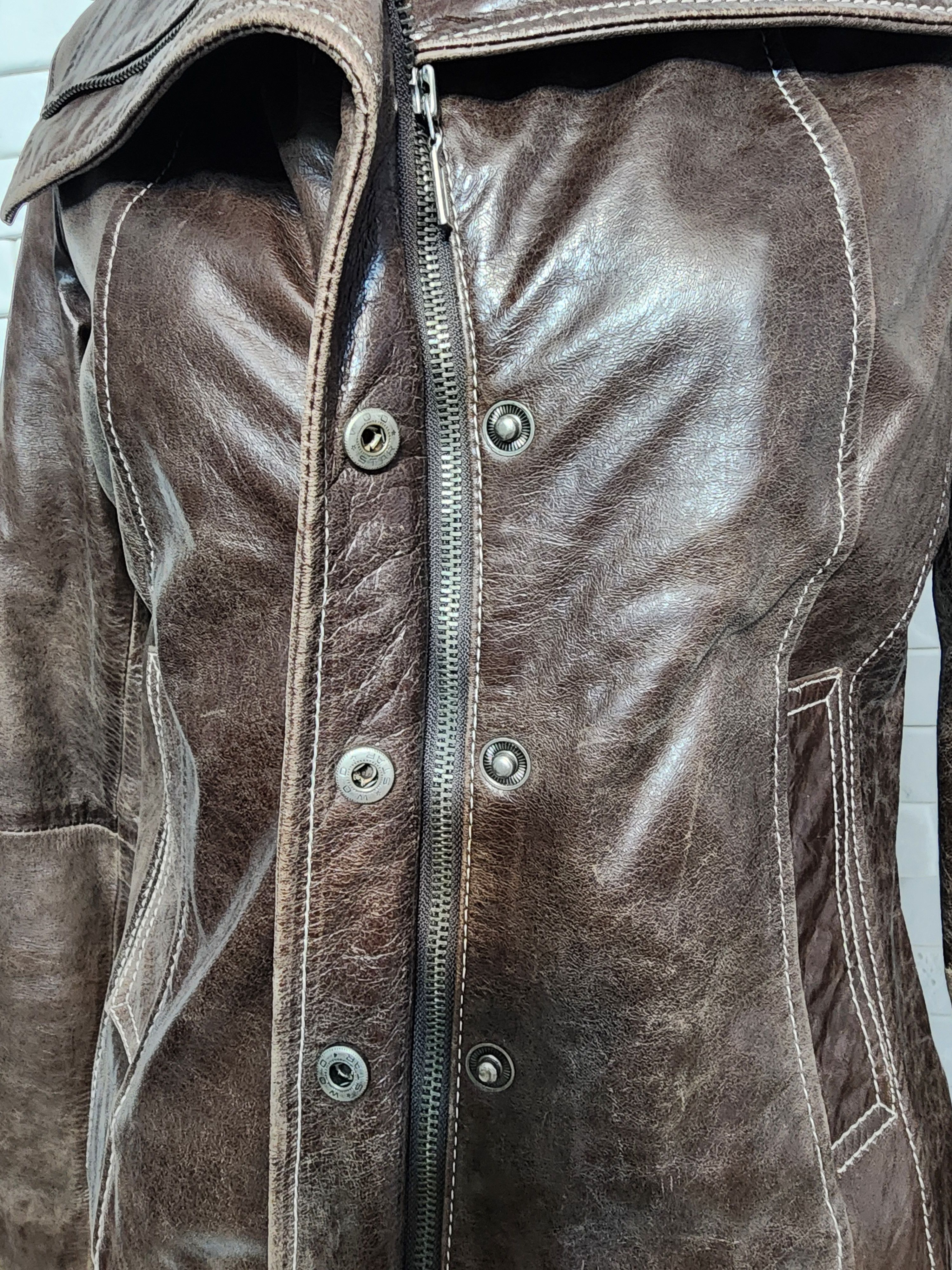 Genuine Leather Women's Brown Leather Jacket: Zippered Genuine Leather. Size M / US 6-8 / IT 42-44 - 5 Thumbnail