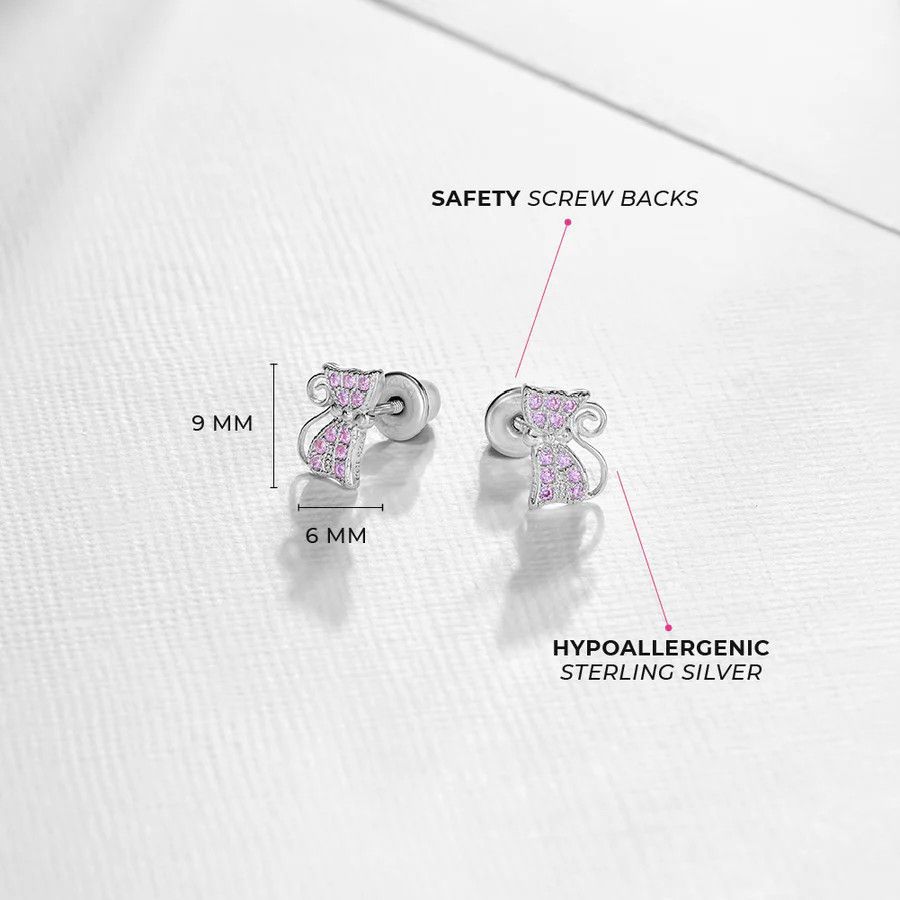 Other Sassy Kitty Cat Kids Earrings - Sterling Silver Size ONE SIZE - 2 Thumbnail
