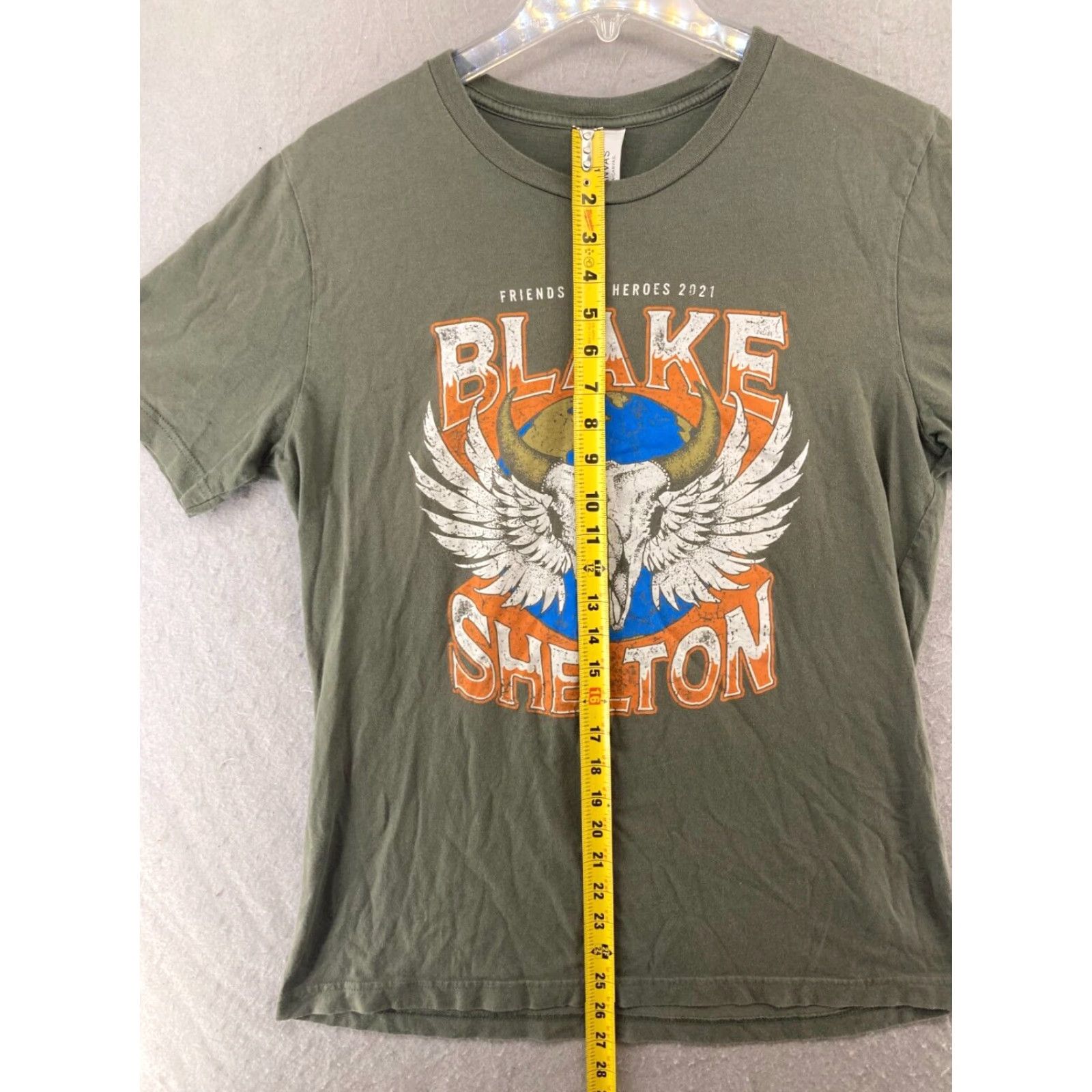 Vintage Canvas Blake Shelton Mens Concert TShirt L Green Shirt Men Adult Large Graphic Print Skull Wings Angel Country Fans Decade None Size US L / EU 52-54 / 3 - 4 Thumbnail