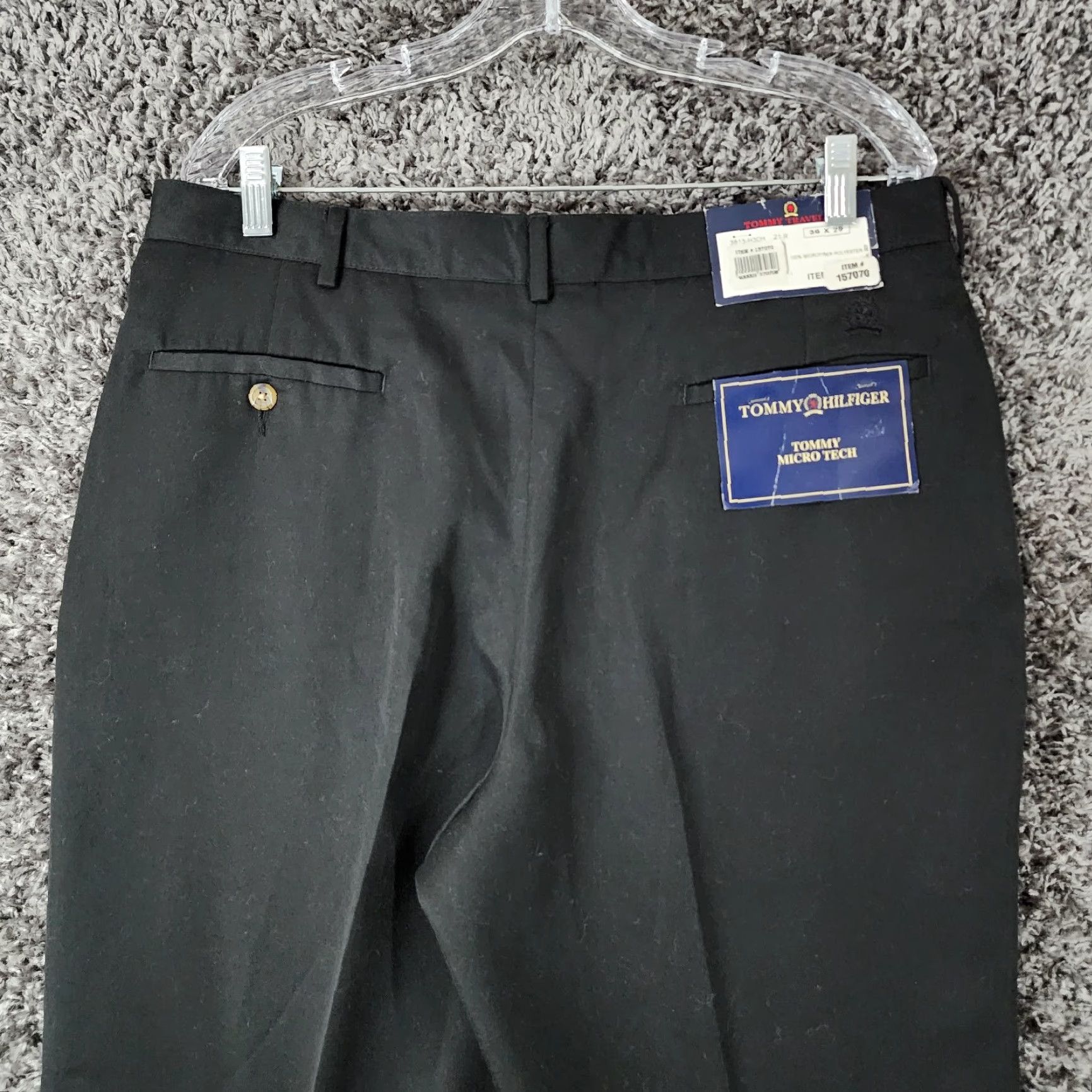 Tommy Hilfiger Tommy Hilfiger Mens Black Dress Pants Micro Tech 100% Polyester 36x29 Pants Mens Black Dress Pants 36 29 Size US 36 / EU 52 - 4 Thumbnail