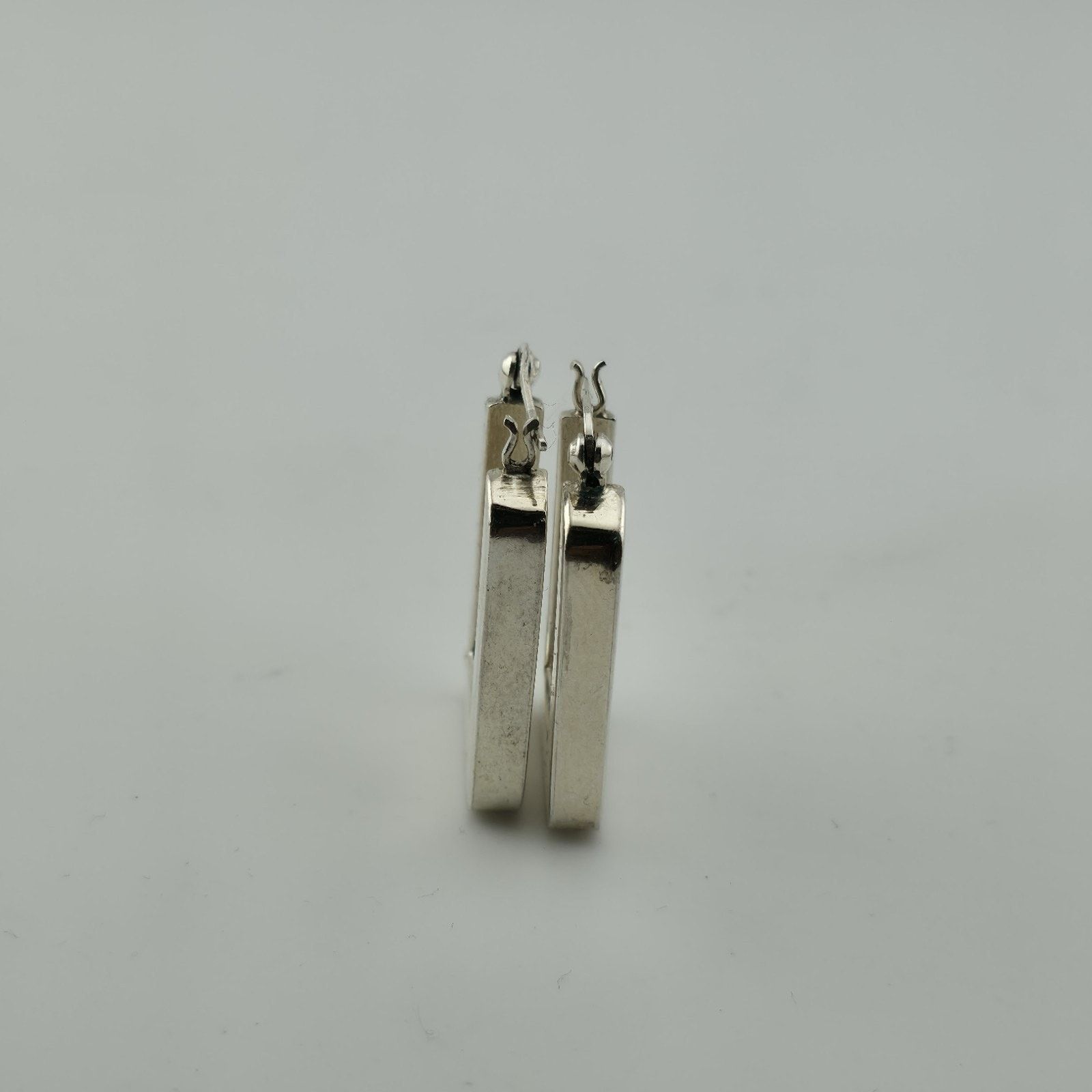 Other Sterling Silver Rectangle Hoop Earrings Minimalist Geometric Size ONE SIZE - 5 Thumbnail