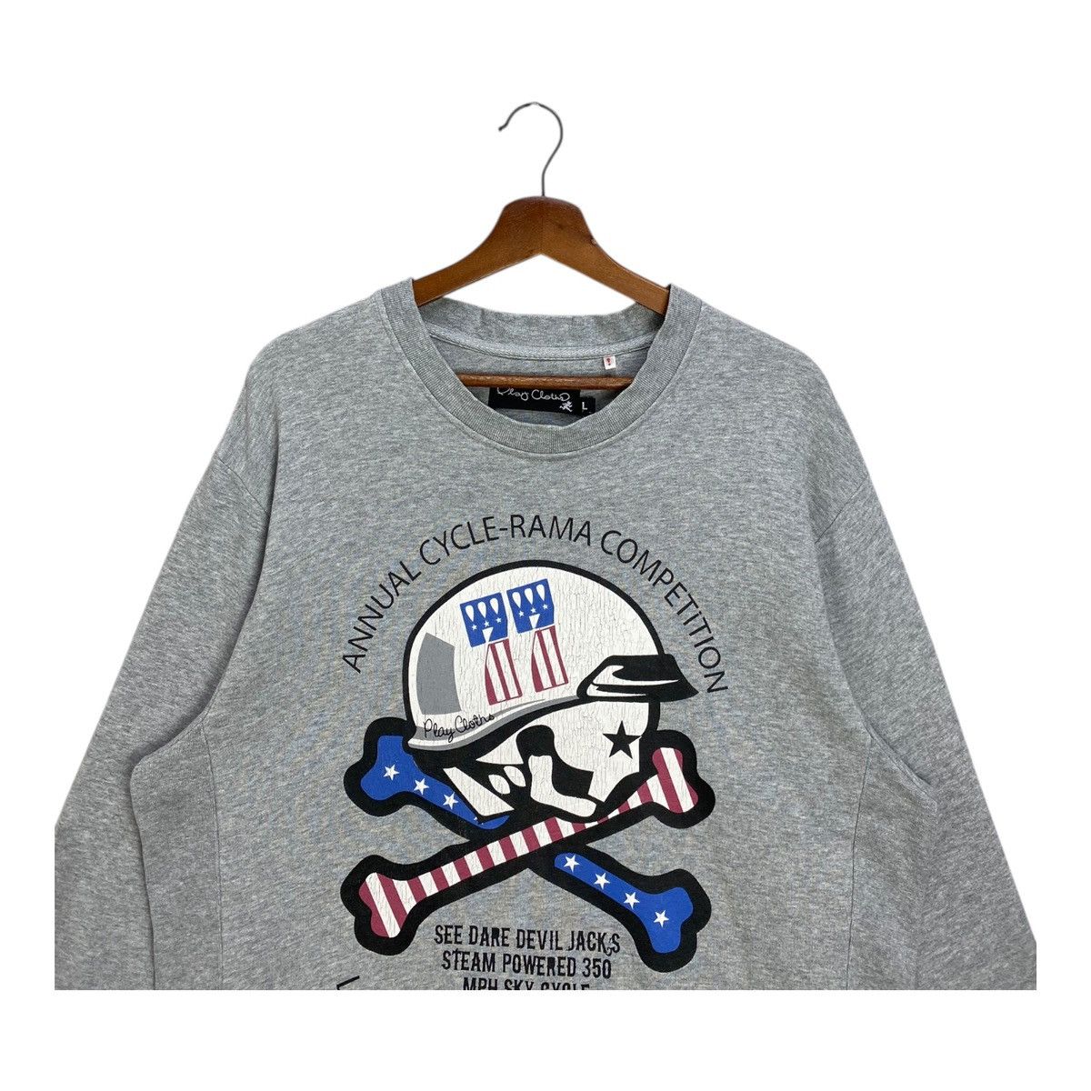 Vintage Play Cloth Sweatshirt Jumper Big Logo Gray Size L