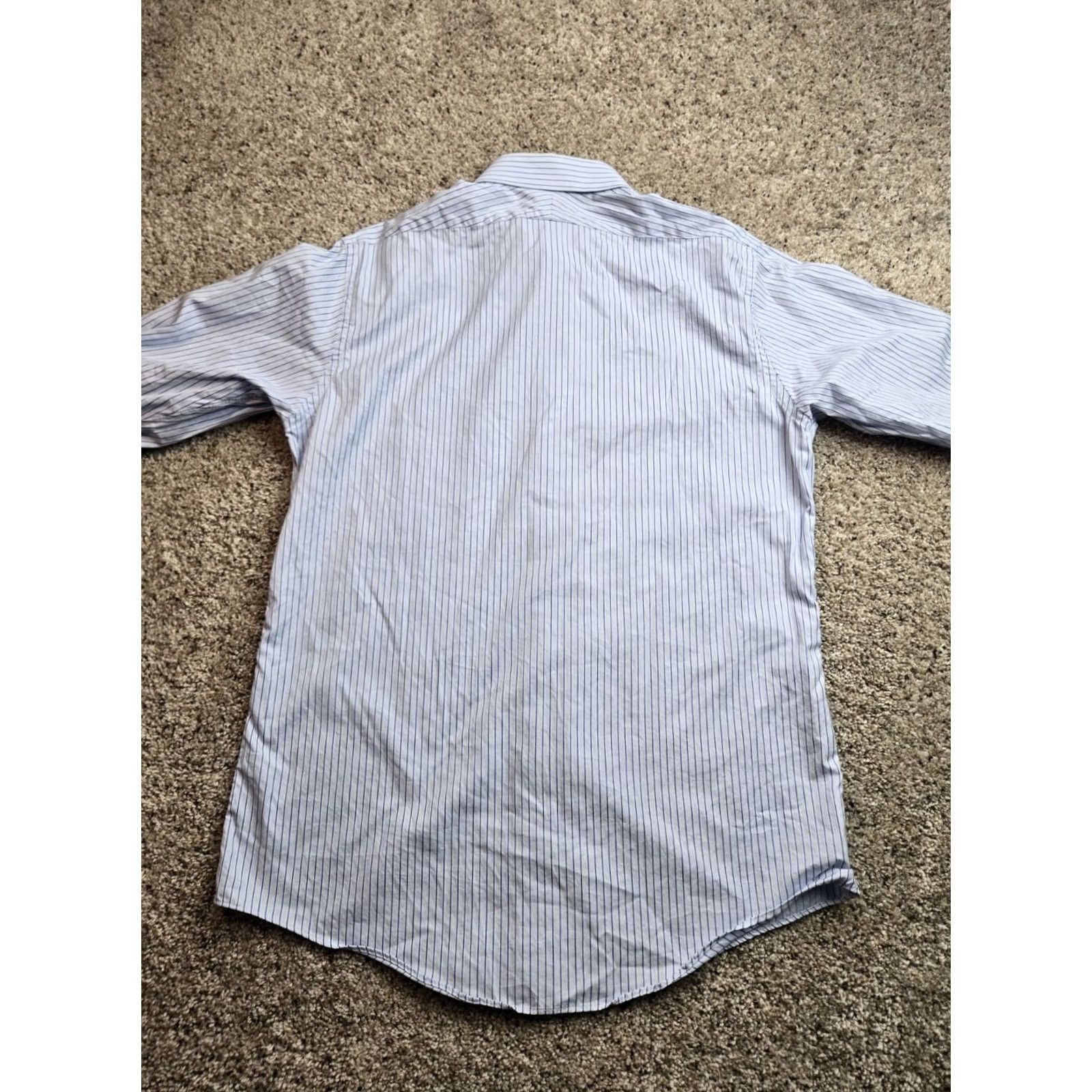 Brooks Brothers VINTAGE Brooks Brothers Dress Shirt 16-35 Egyptian Cotton Blue Striped 34/35 Long Sleeve Button-Down Collar Mens Shirts Size 42R - 7 Thumbnail