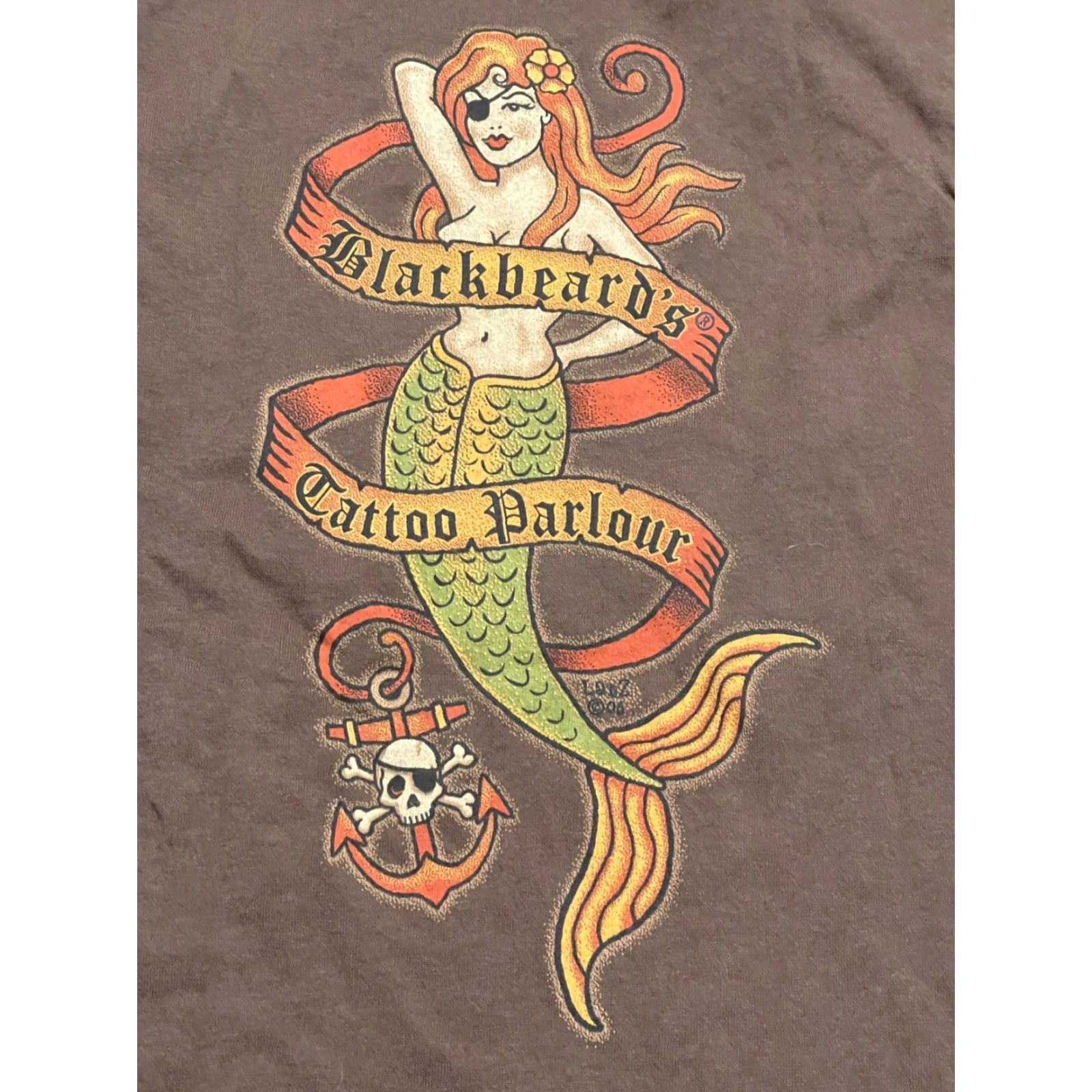 Vintage Blackbeard Shirt Men S Brown "Black Beard Tattoo Parlor" T-Shirt Size US S / EU 44-46 / 1 - 6 Thumbnail
