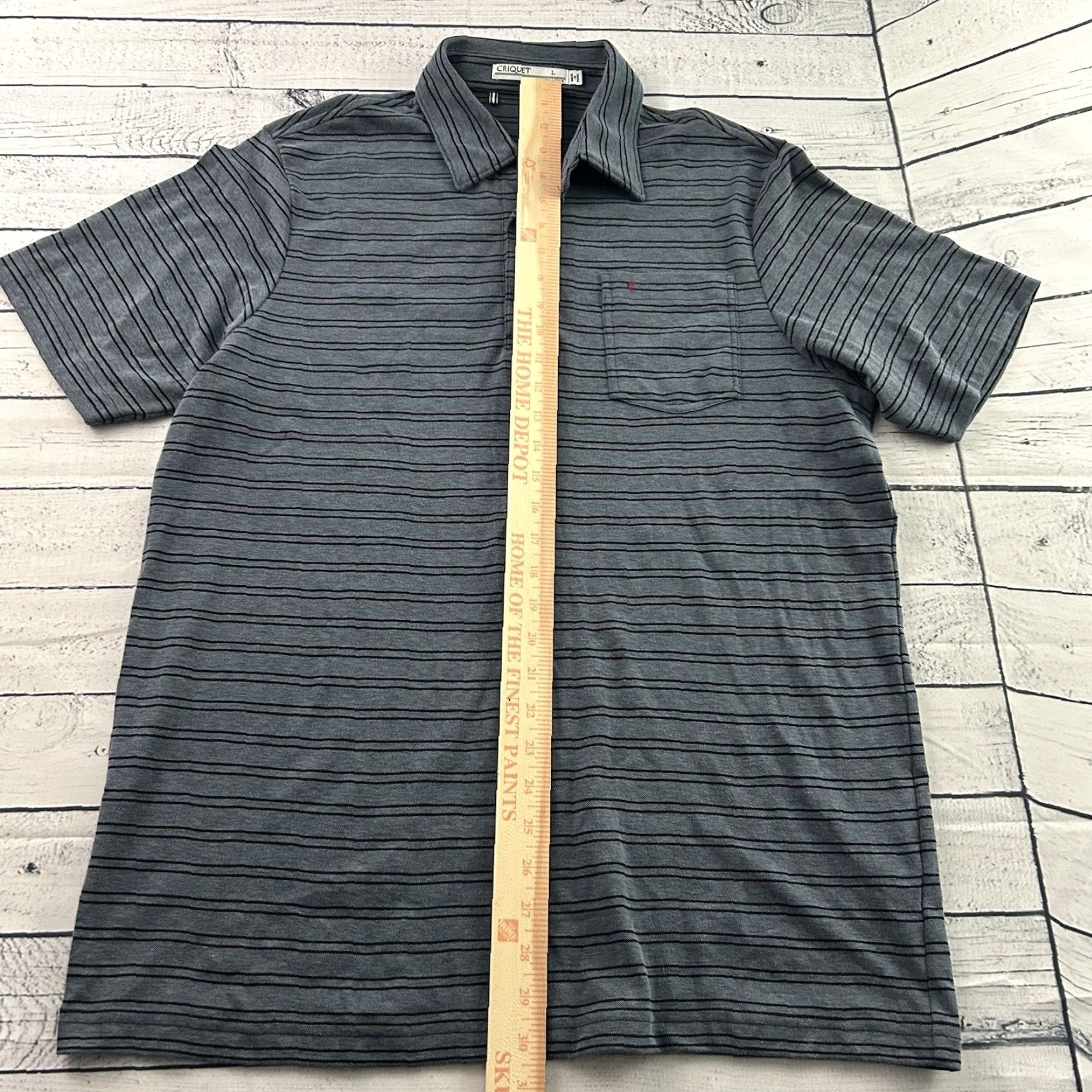 Vintage Criquet Striped Short Sleeve Button-Up Pocket Polo Shirt Men's L Blue Size US L / EU 52-54 / 3 - 3 Thumbnail