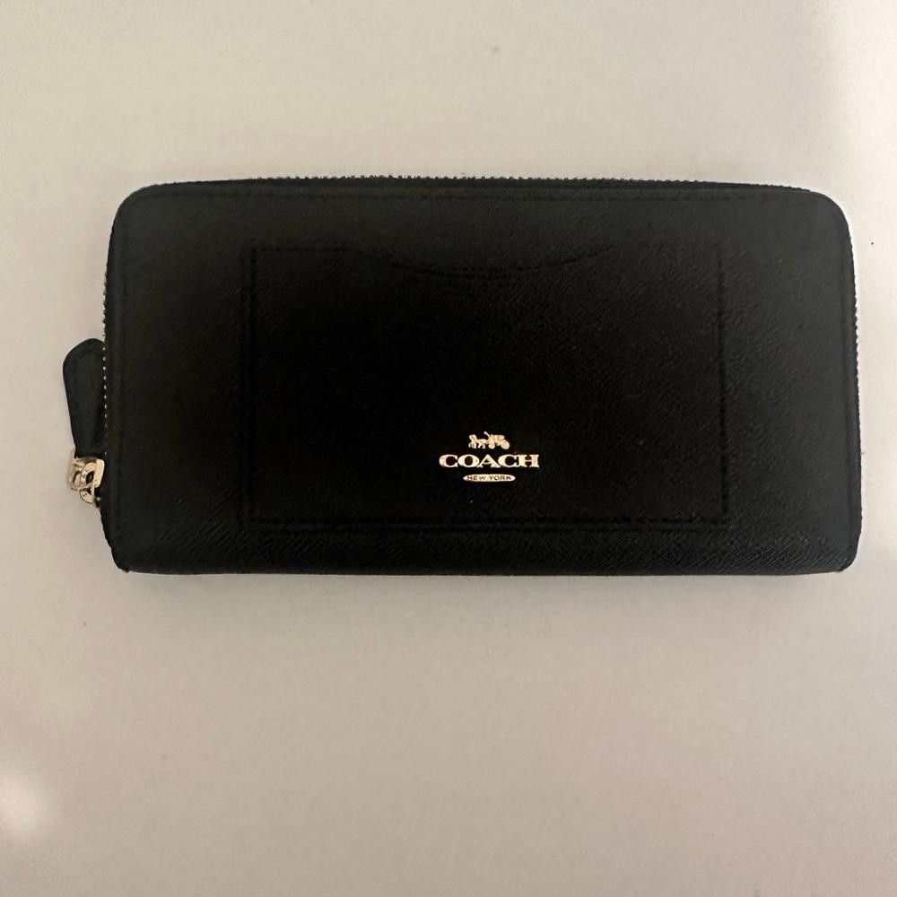 Coach COACH Accordion Zip Crossgrain Black Leather Wallet Size ONE SIZE - 2 Thumbnail