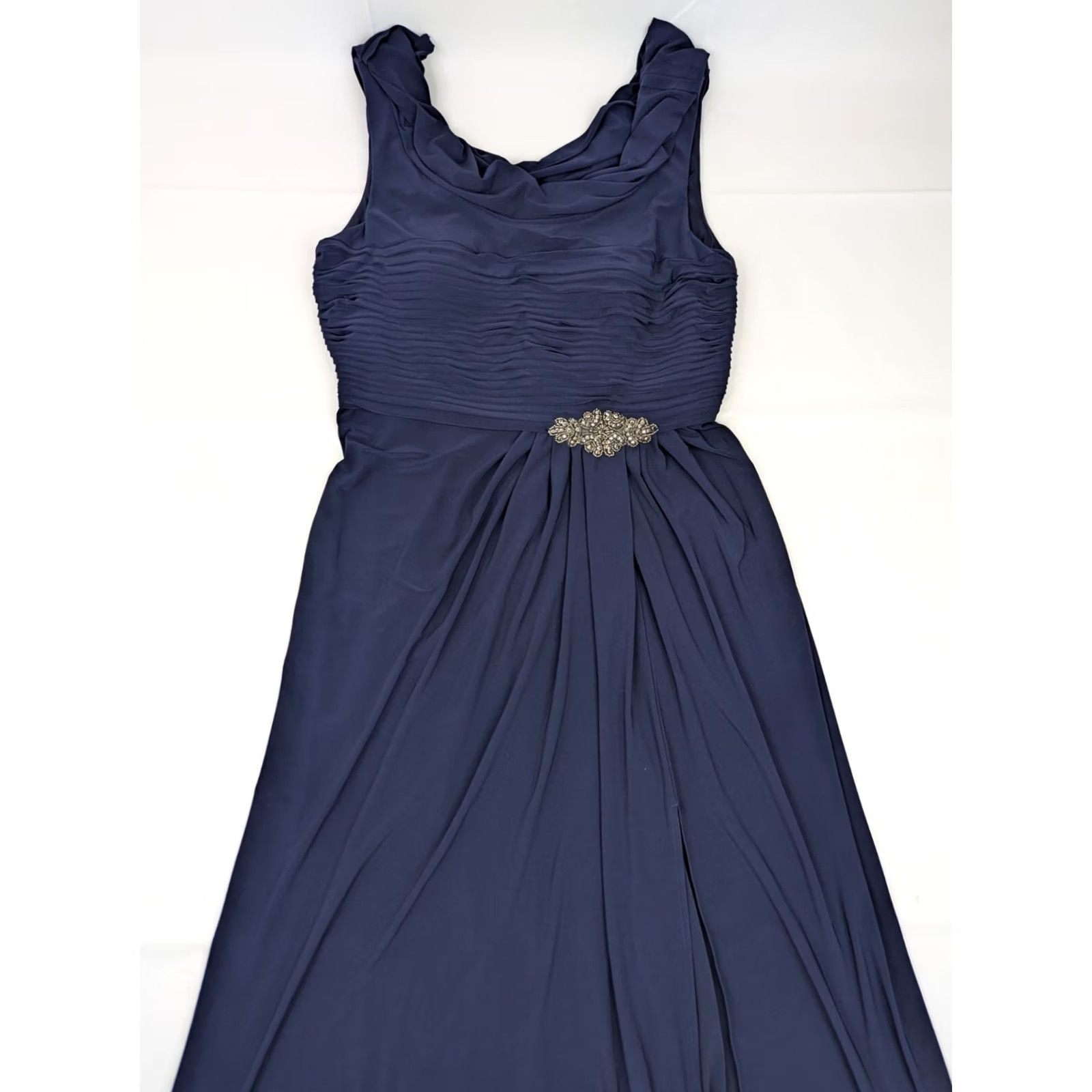 Alex Evenings Alex Evenings Navy Blue Formal Gown Dress Cowl Neck Bodice Maxi, Women 18, Beads Size XXL / US 16-18 / IT 52-54 - 5 Thumbnail