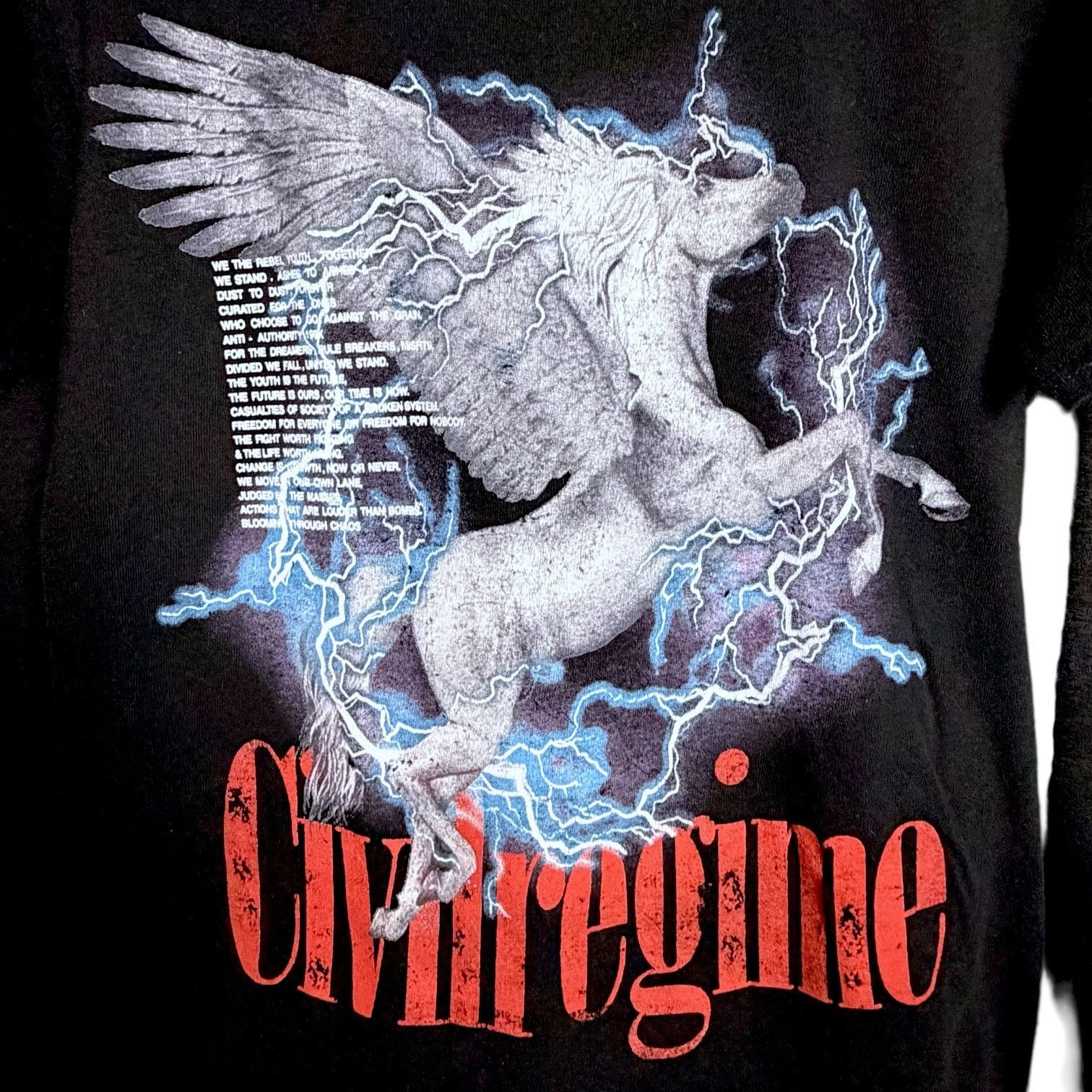 Civil Regime Civil Regime Black Pegasus Lightning Grunge Goth T-Shirt S Size US S / EU 44-46 / 1 - 3 Thumbnail