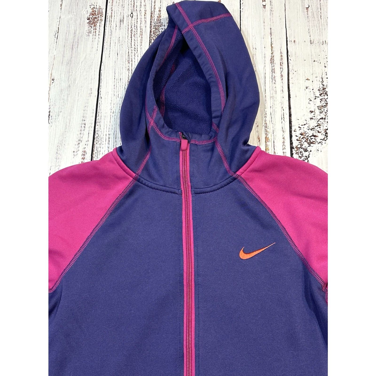 Nike Nike Full Zip Therma-Fit Colorblock Hoodie Women M Blue Purple Colorful Logo Zip Hooded Pockets Sports Nike Therma-Fit Size M / US 6-8 / IT 42-44 - 3 Thumbnail