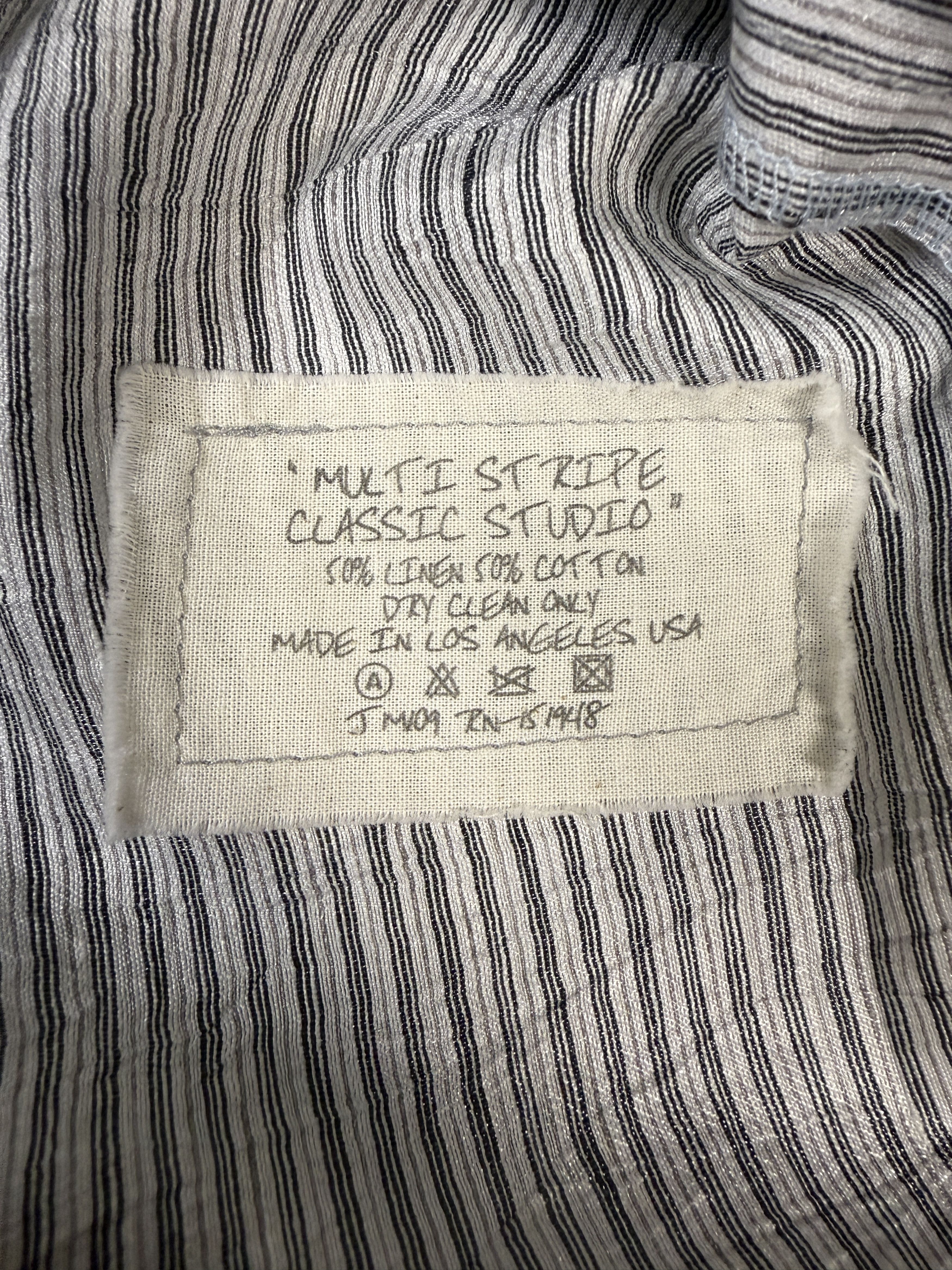 Greg Lauren $1k Greg Lauren Stripe Classic Bib Studio Shirt Size US L / EU 52-54 / 3 - 4 Thumbnail