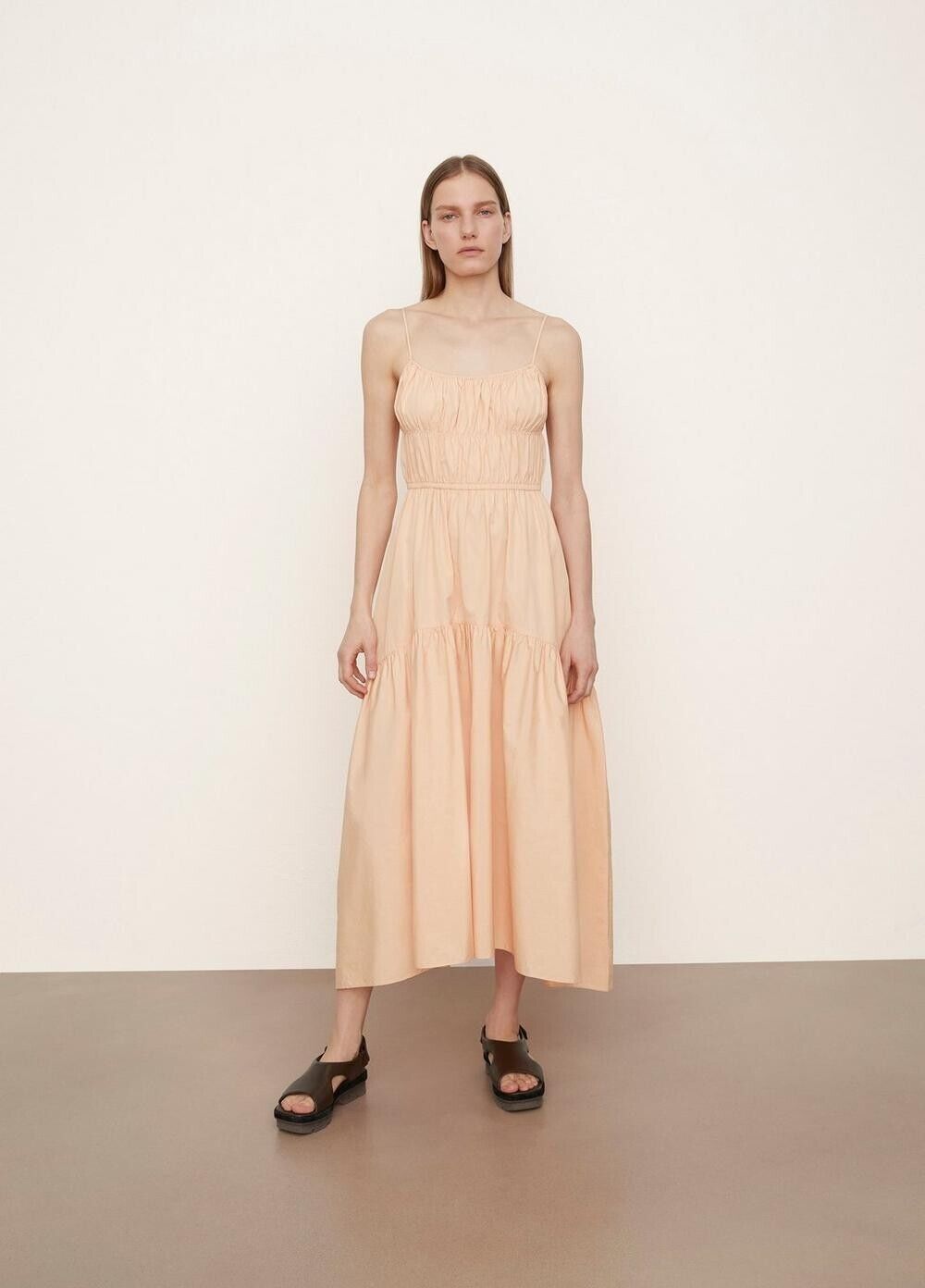 Vince Vince Ruched Tie Back Cami Dress Peach ( M ) Size M / US 6-8 / IT 42-44 - 3 Thumbnail