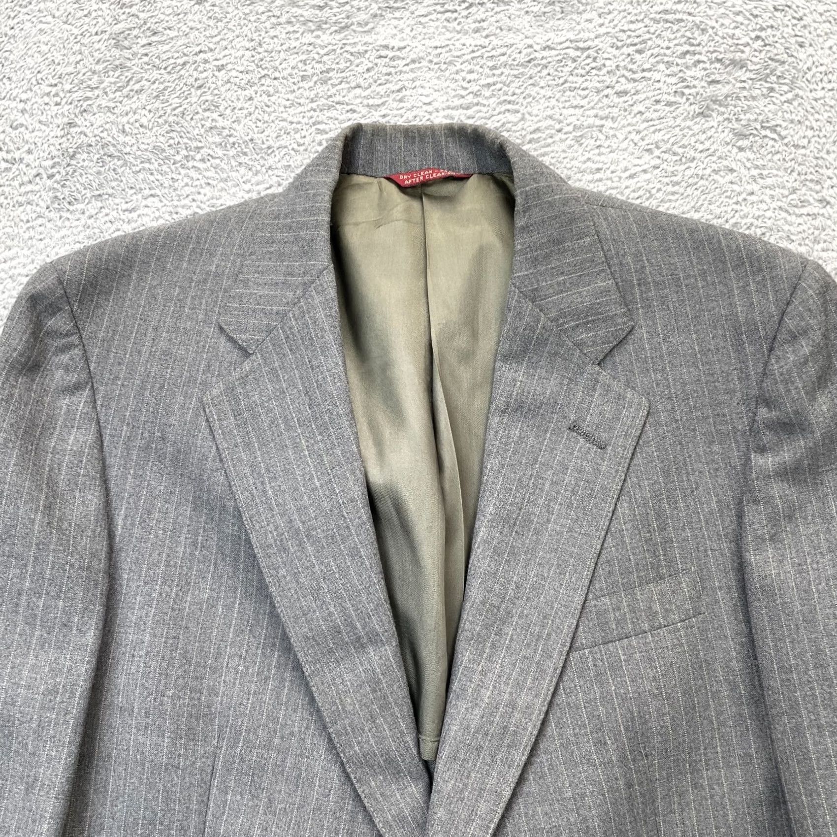 Vintage VINTAGE Cricketeer Blazer Mens M Gray Pinstripe Notch Lapel Two-Button Front Jacket Coat Single-Breasted Way: Classic, Retro, USA Mens Size 40R - 3 Thumbnail