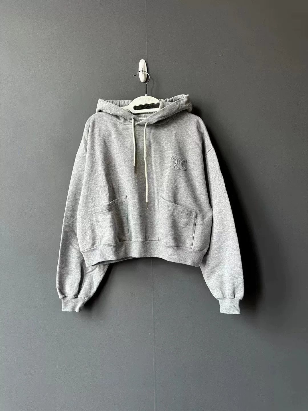 Celine celine gray embroidered logo hoodie Size M / US 6-8 / IT 42-44 - 1 Thumbnail