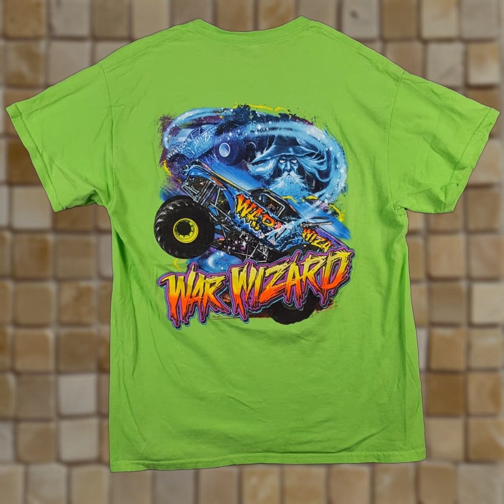 Gildan VINTAGE Gildan Y2K Monster Truck Wizard T-Shirt Men's Small Green Grunge Magic 00s Retro Size US S / EU 44-46 / 1 - 1 Thumbnail