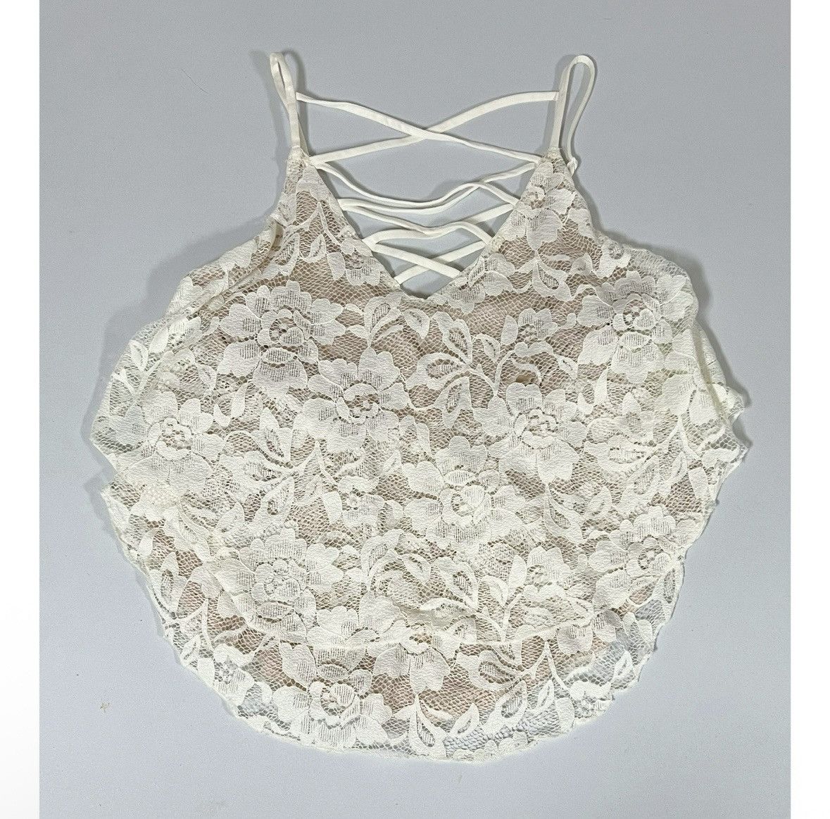 Express Express Layered Floral Lace Criss-Cross Shirt Blouse XS 🤍✨ Size XS / US 0-2 / IT 36-38 - 2 Thumbnail