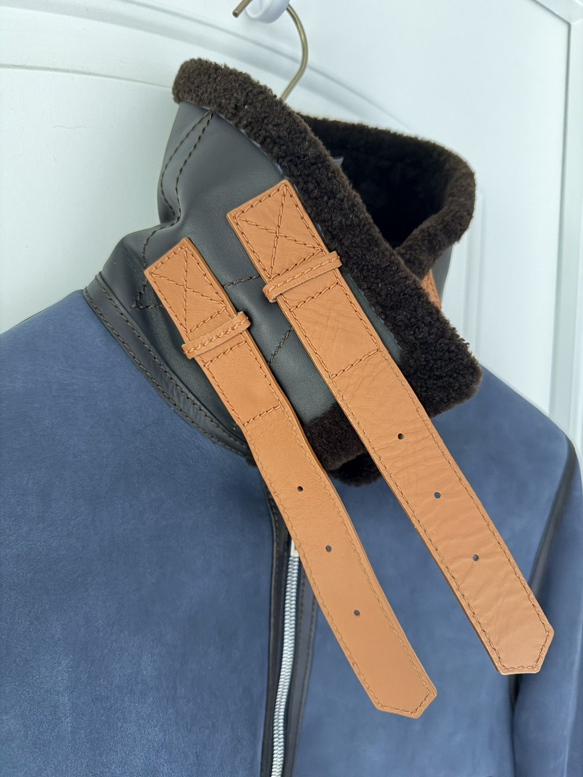 Loewe Loewe Blue Leather Brown Shearling Jacket Size US L / EU 52-54 / 3 - 6 Thumbnail