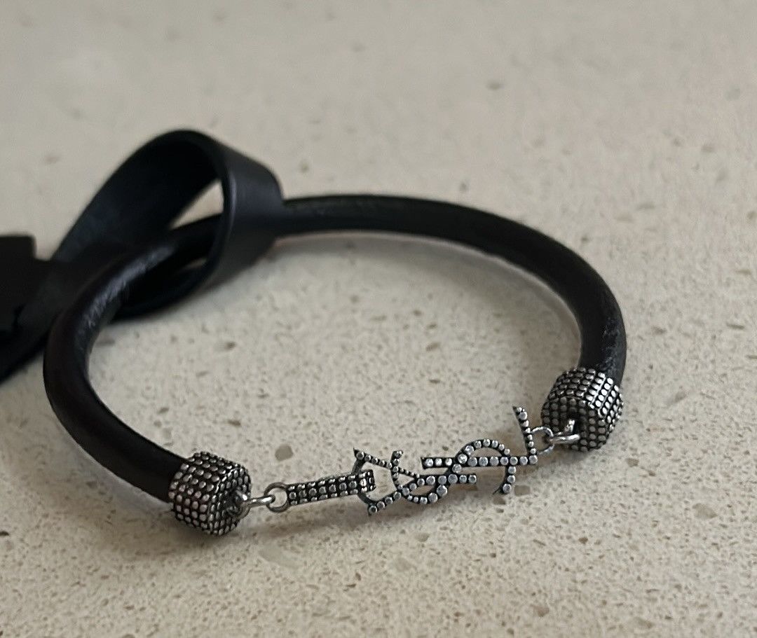 Saint Laurent Paris Saint Laurent OPYUM Bracelet In Crinkled Leather And Metal Size ONE SIZE - 2 Thumbnail