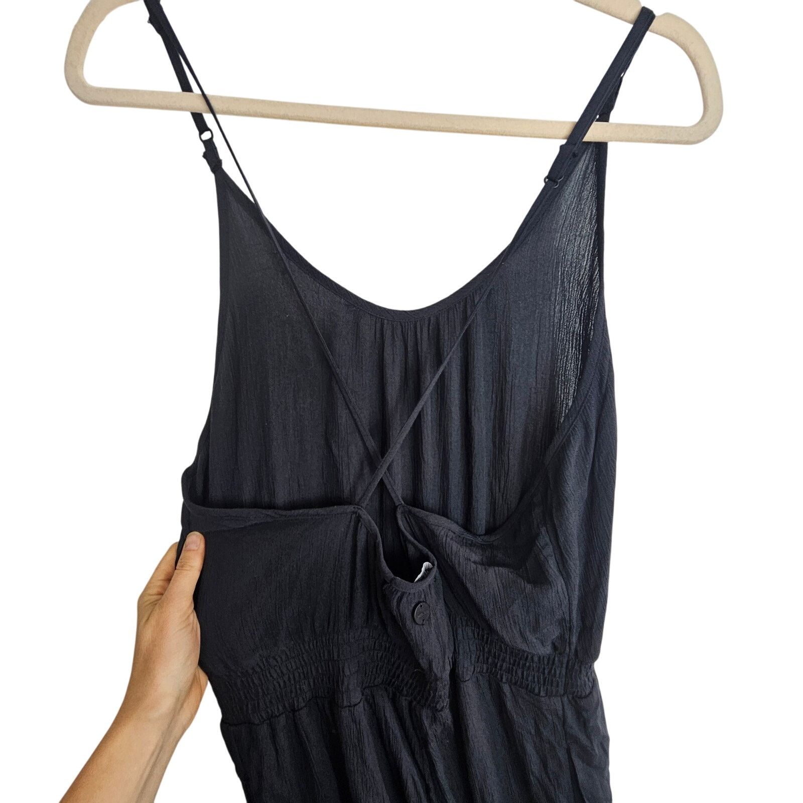 Prana Prana Fernie Wide Leg Jumpsuit L Black Minimalist Stretch Size 38" / US 16 / IT 52 - 10 Thumbnail