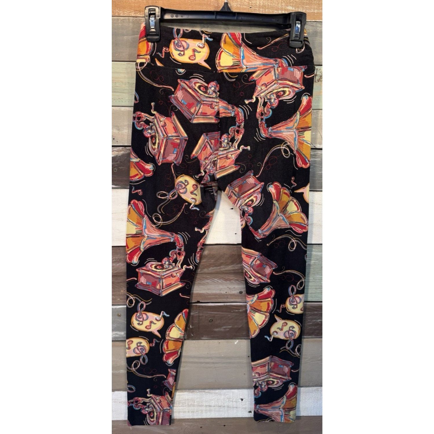 Other LuLaRoe Leggings OS One Size BLACK MUSIC NOTE Gently Used Size 29" - 5 Thumbnail