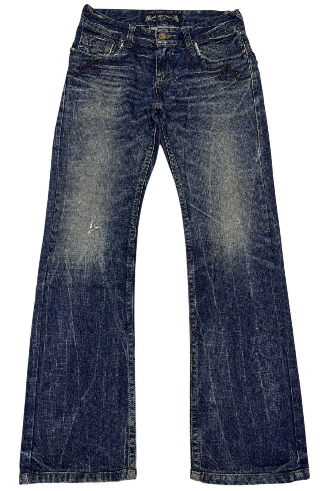 If Six Was Nine RED PEPPER FLARED JEANS DISTRESSED DENIM Size US 30 / EU 46 - 1 Thumbnail