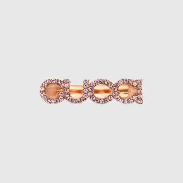 Gucci oc11z0126 Size: L / Script Crystal Ring In Gold Size ONE SIZE - 1 Thumbnail