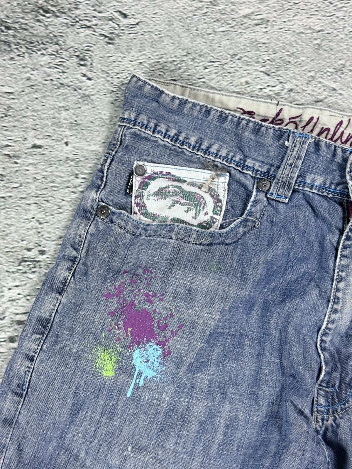 Ecko Unltd. Ecko Baggy Painted hip-hop jeans denim pants Y2K Size US 32 / EU 48 - 8 Thumbnail