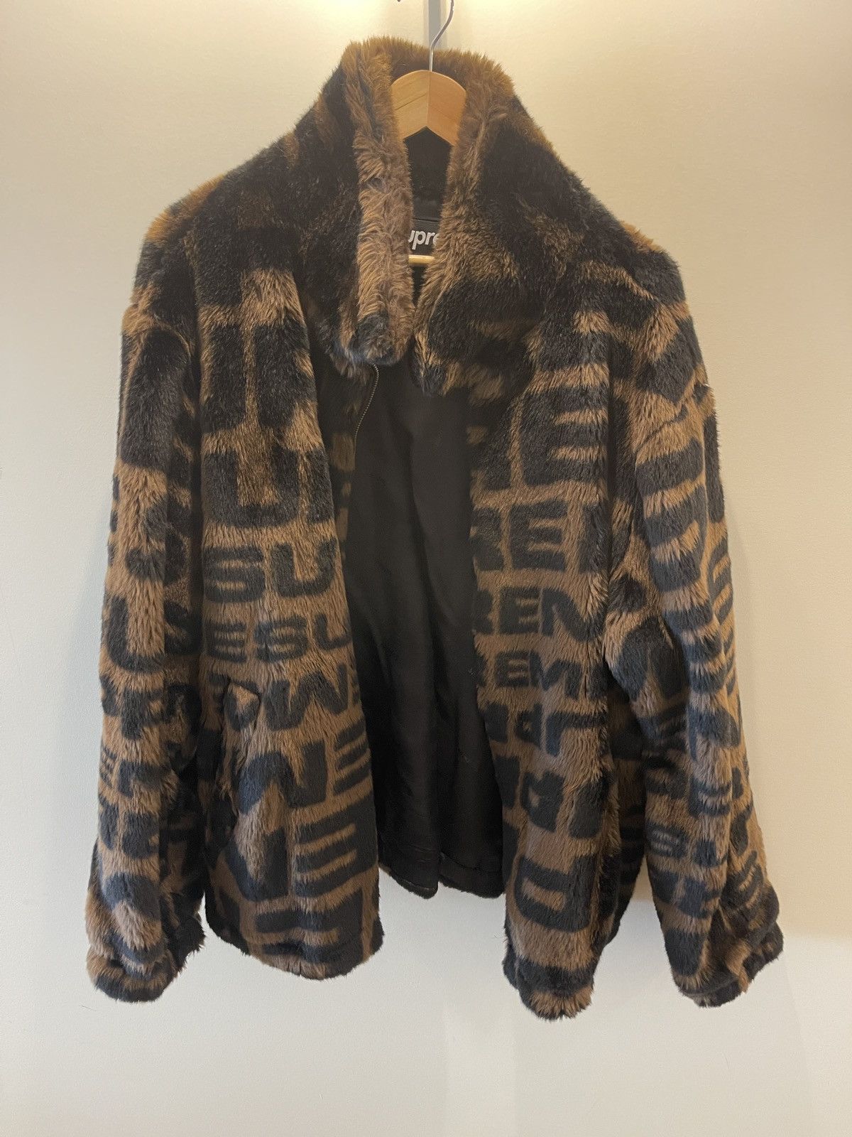 image of Supreme Supream Faux Fur Repeater Bomber in Brown, Men's (Size XL)