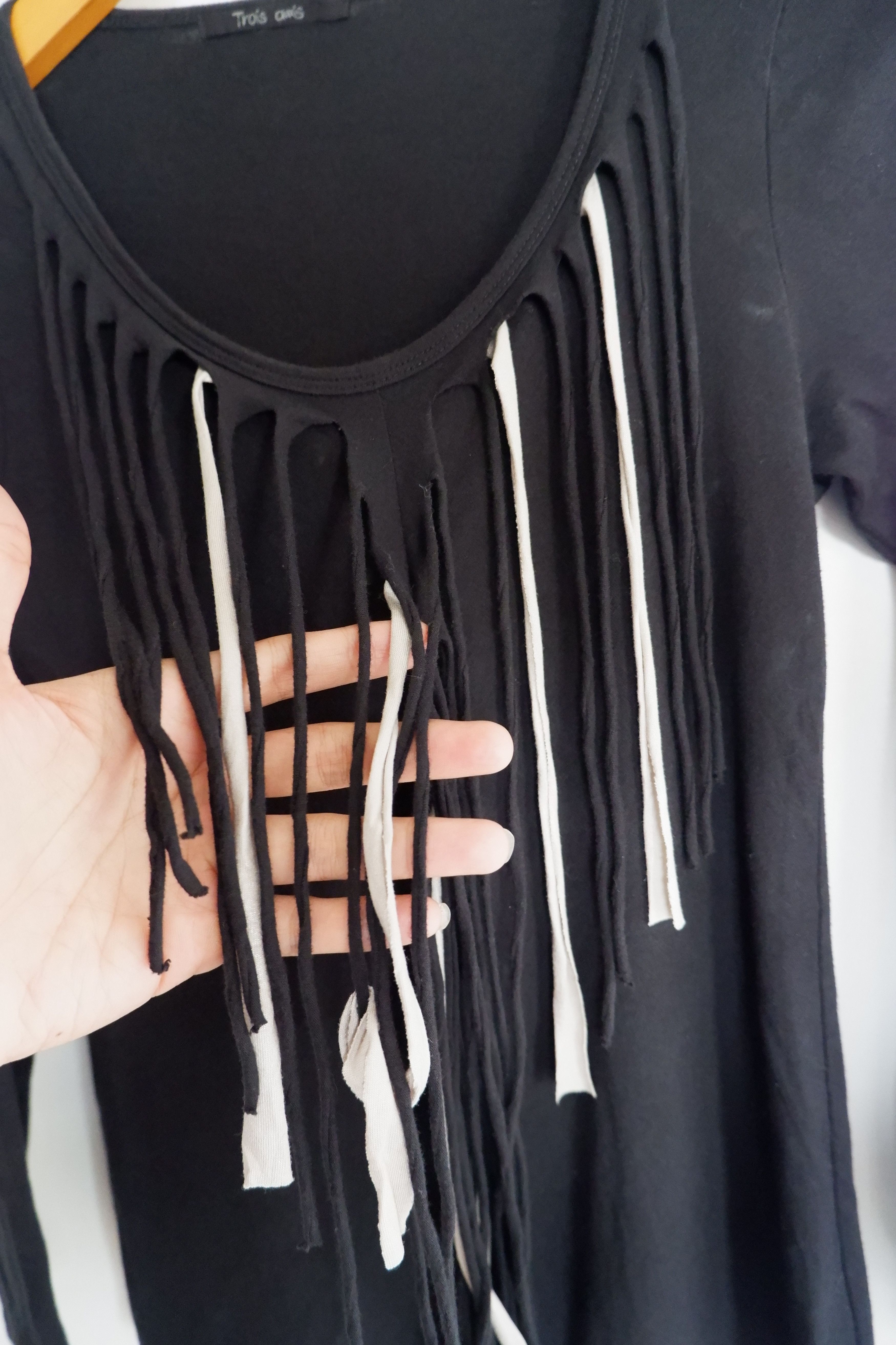 If Six Was Nine Vintage Trois Amis Fringe Tie Long Sleeve Size M / US 6-8 / IT 42-44 - 3 Thumbnail