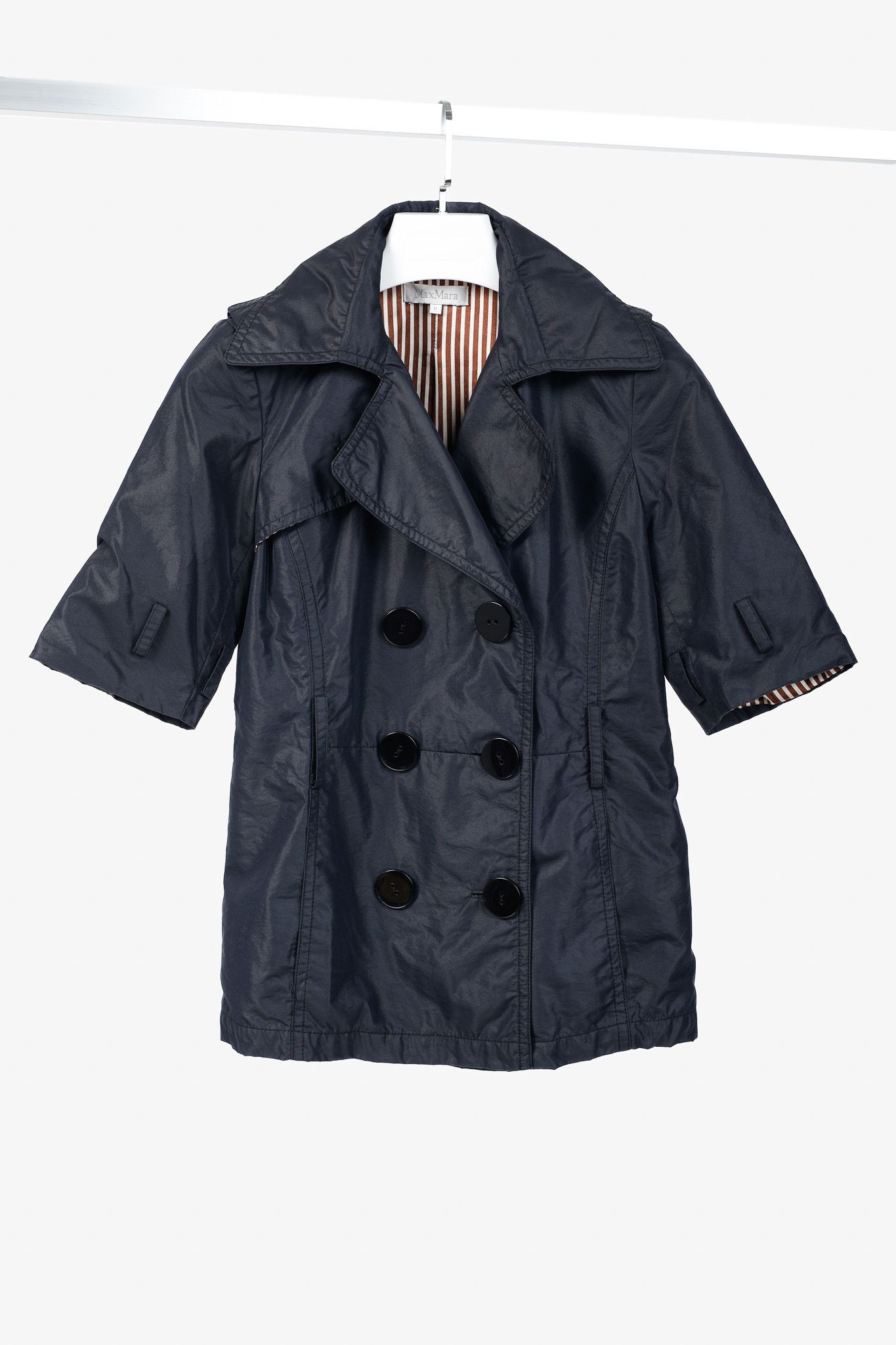 Max Mara Max Mara Black Silk Short-Sleeve Double-Breasted Jacket Size M / US 6-8 / IT 42-44 - 1 Thumbnail