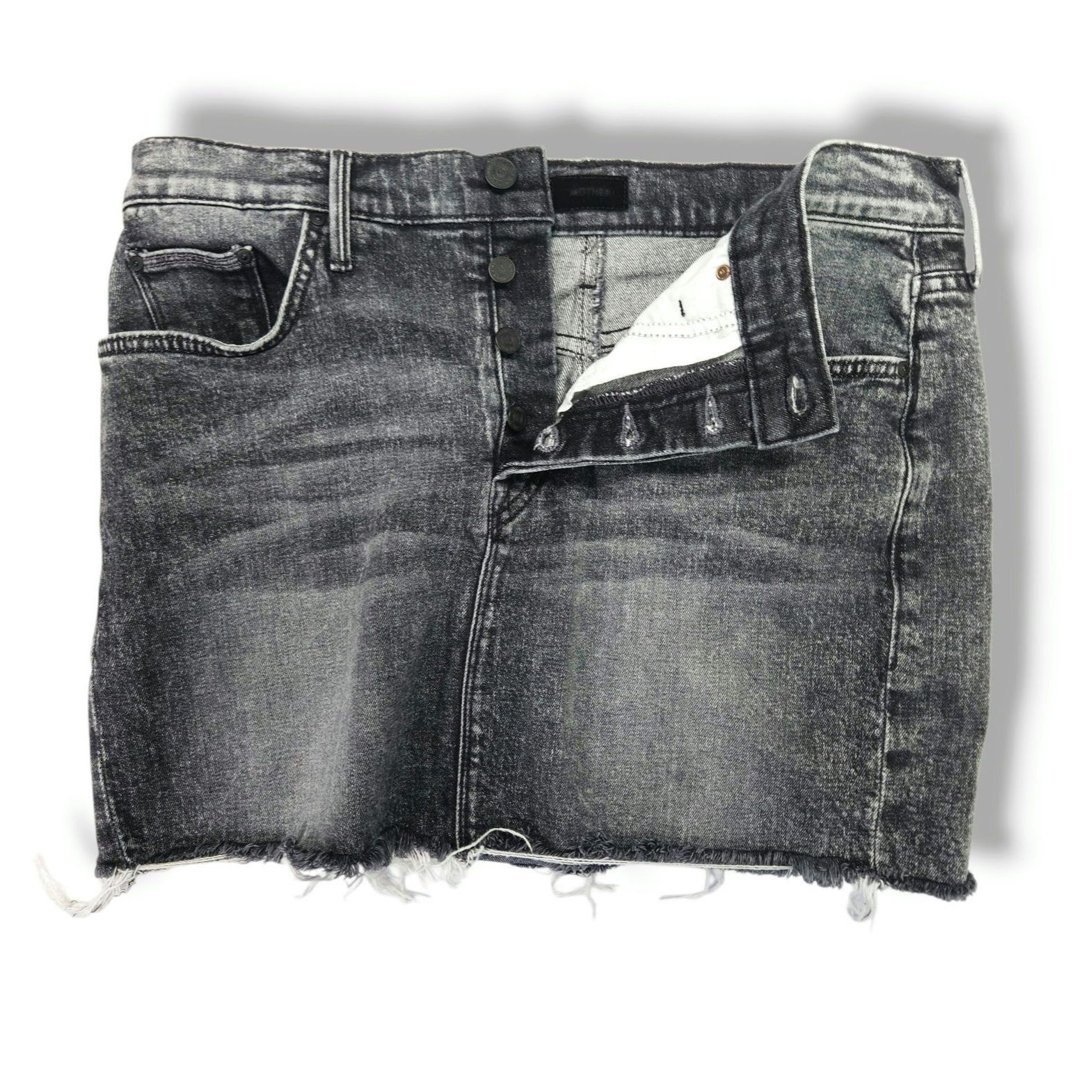 MOTHER Mother The Vagabond Mini Fray Denim Skirt Button Fly 30 Size 30" / US 8 / IT 44 - 4 Thumbnail