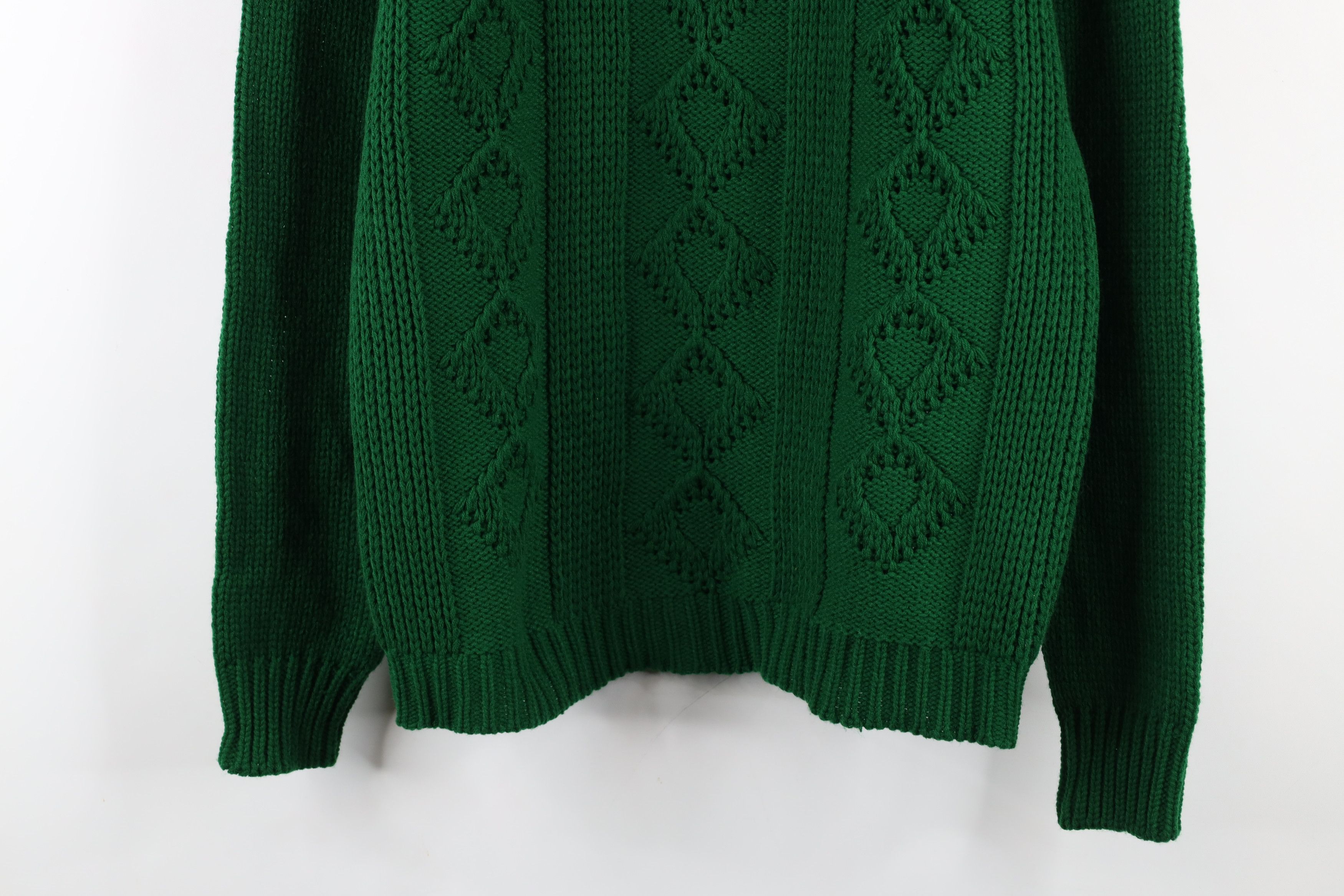 Vintage Vintage 70s Streetwear Ribbed Geometric Knit Sweater Green Size US L / EU 52-54 / 3 - 3 Thumbnail