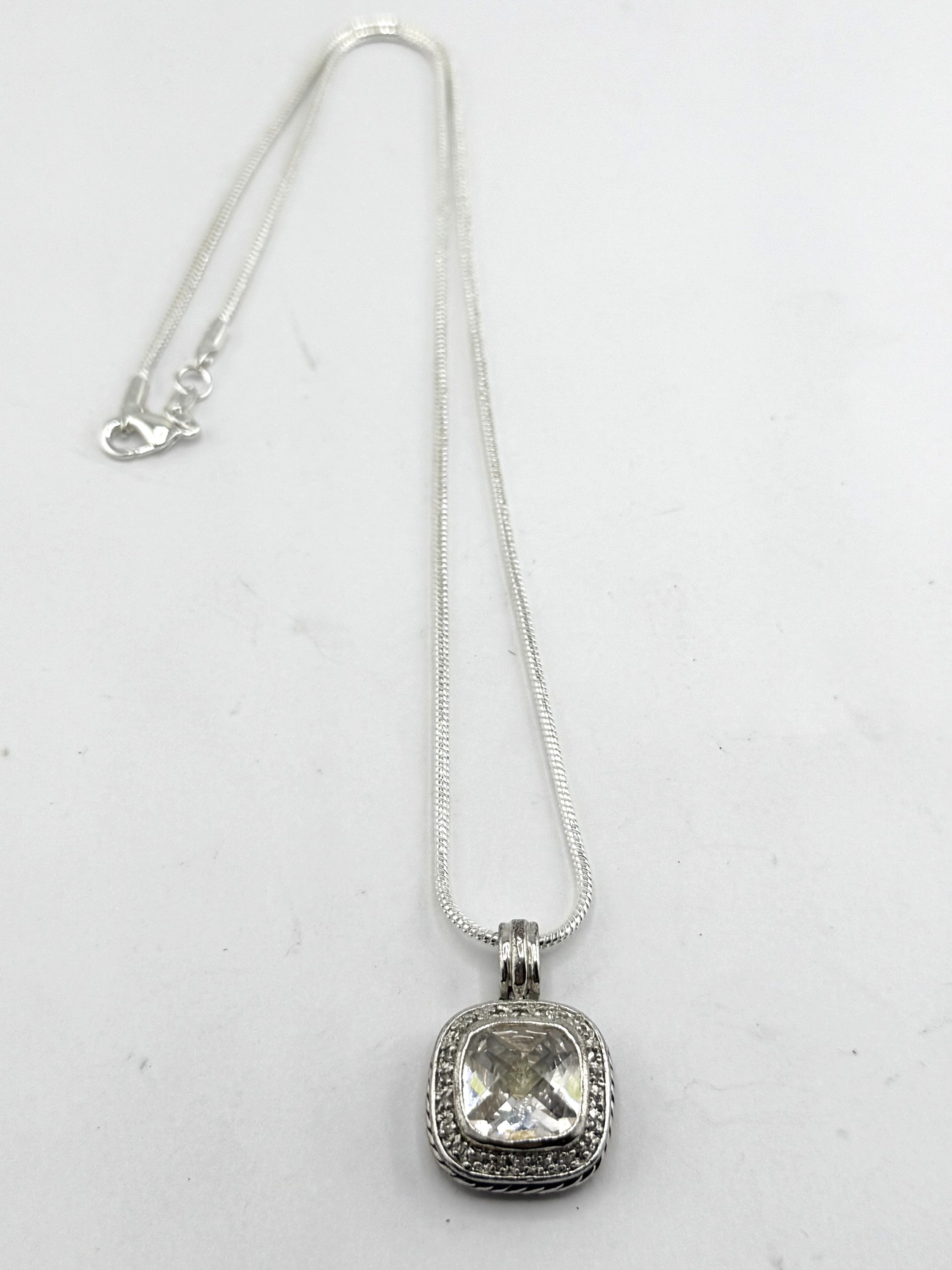 Vintage Vintage sterling silver CZ Stone charm necklace Size ONE SIZE - 1 Thumbnail