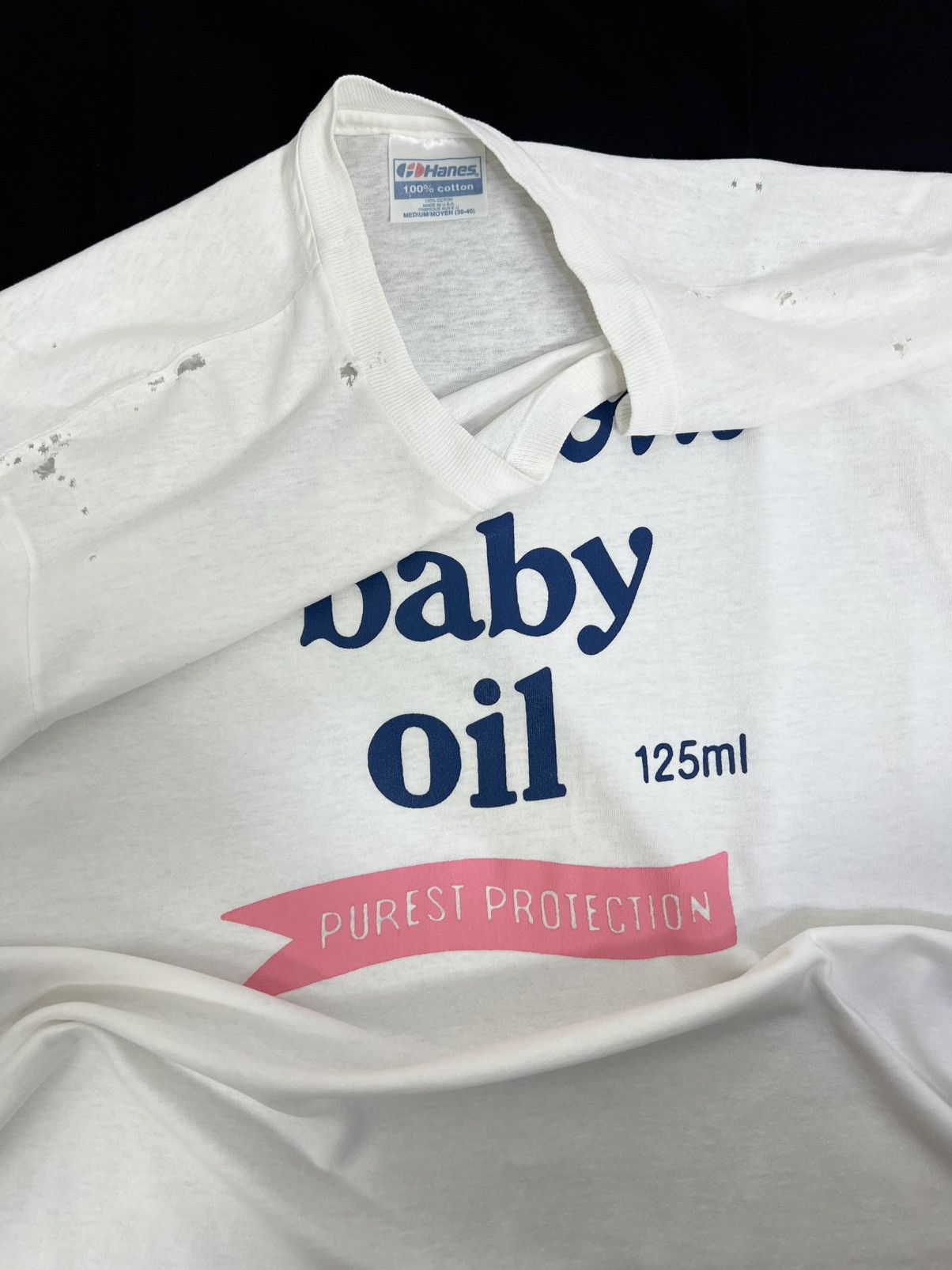 Vintage 90s Vintage Distressed Johnsons Baby Oil Promo Tee Size US M / EU 48-50 / 2 - 3 Thumbnail
