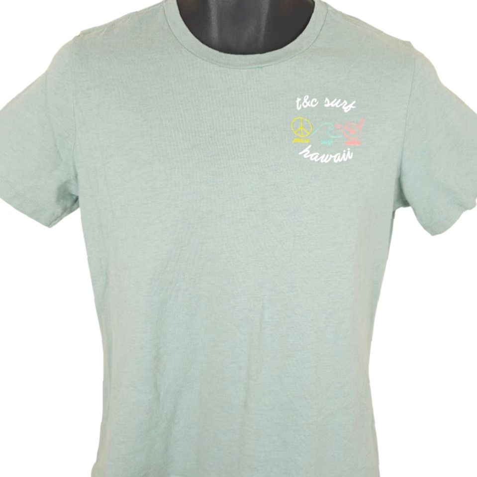 ALOHAS T&C Surf Designs T Shirt Womens Medium Blue Peace Aloha Hawaii Surfer Tee Size M / US 6-8 / IT 42-44 - 2 Thumbnail