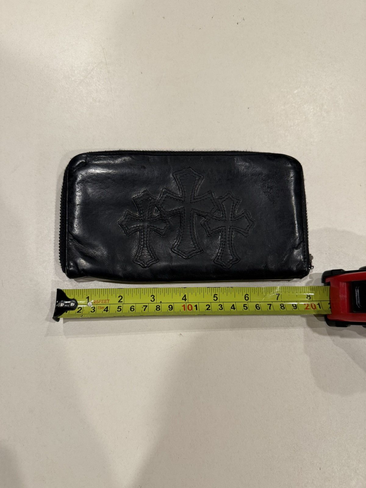Chrome Hearts Chrome Hearts 3 Cemetery Cross Black Leather Zip Wallet Gold Size ONE SIZE - 16 Thumbnail