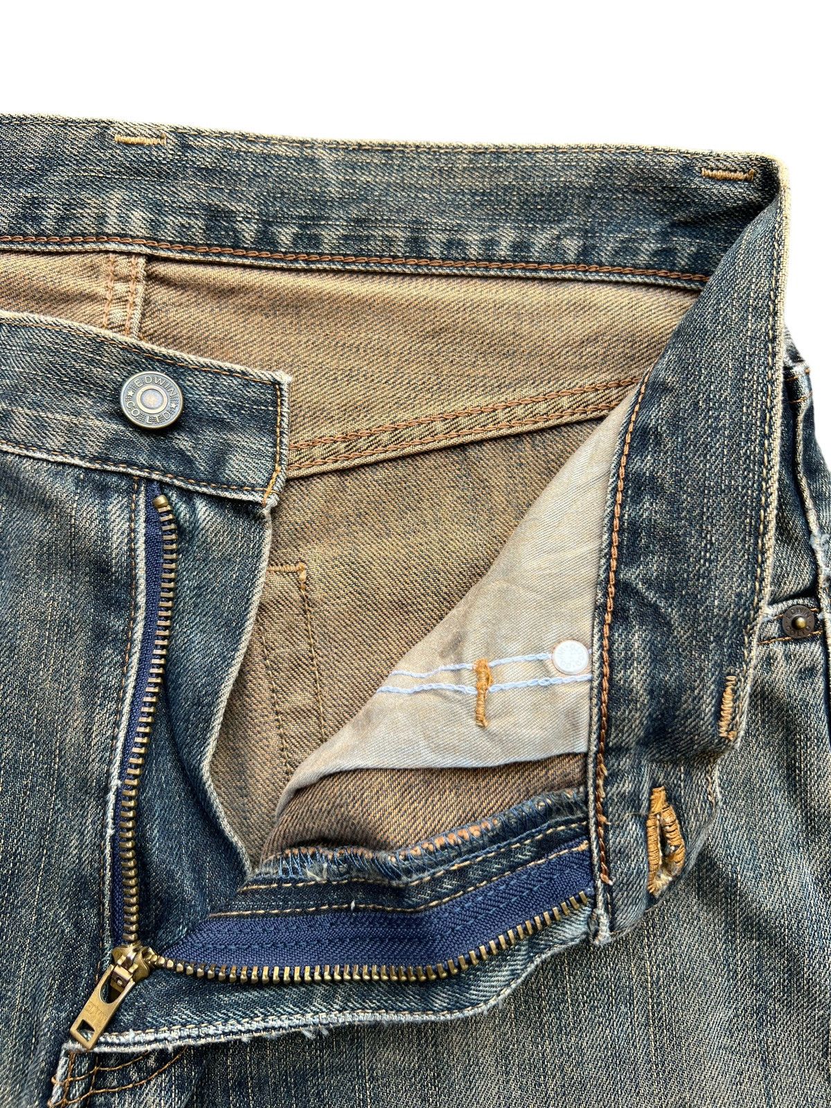Edwin Vintage 90s Edwin Mudwash Distressed Denim Wide Jeans 30x34 Size US 30 / EU 46 - 10 Thumbnail