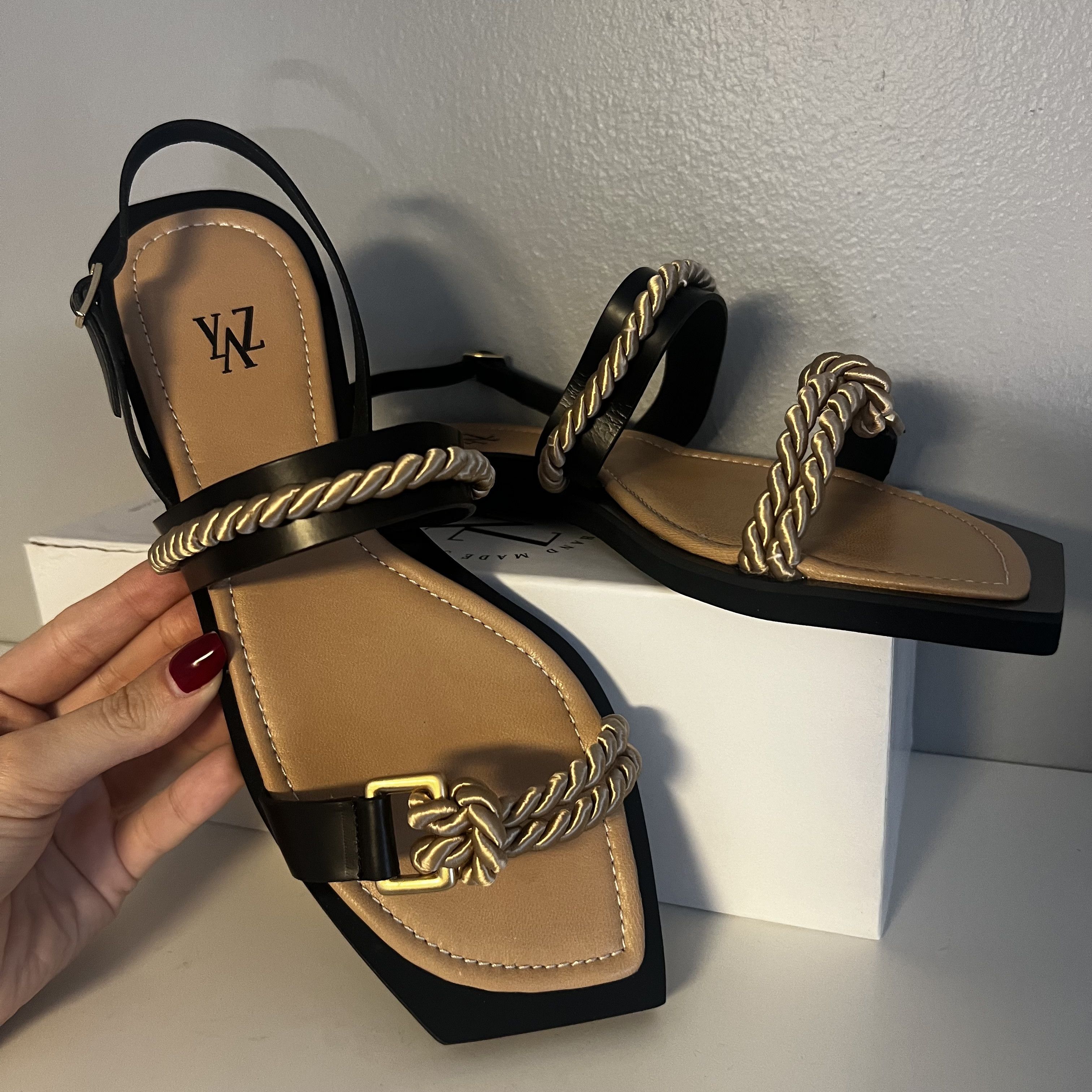 Handmade MYYAZ EPHE Sandals (BLACK GOLD) Size 42 Size US 12 / IT 42 - 2 Thumbnail