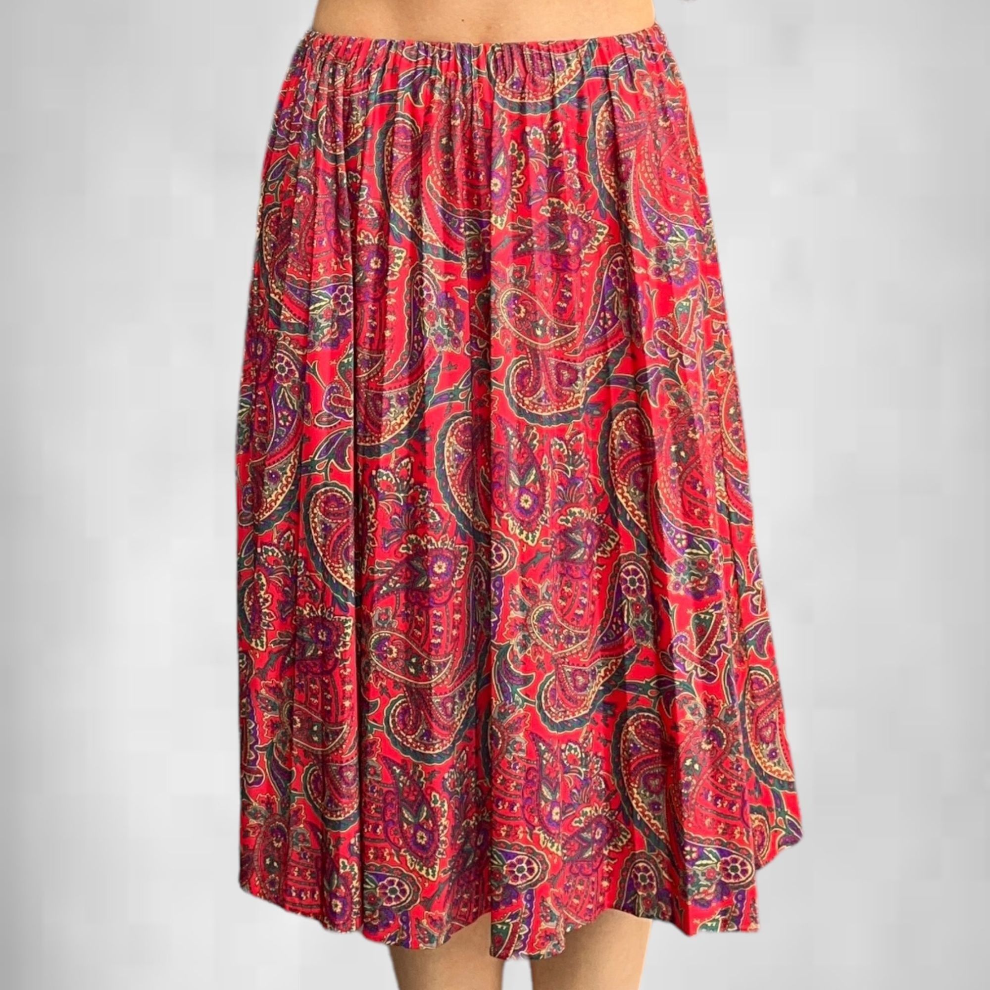 Vintage Vintage Pattern Pleated Skirt Size 24" / US 00 / IT 34 - 1 Thumbnail