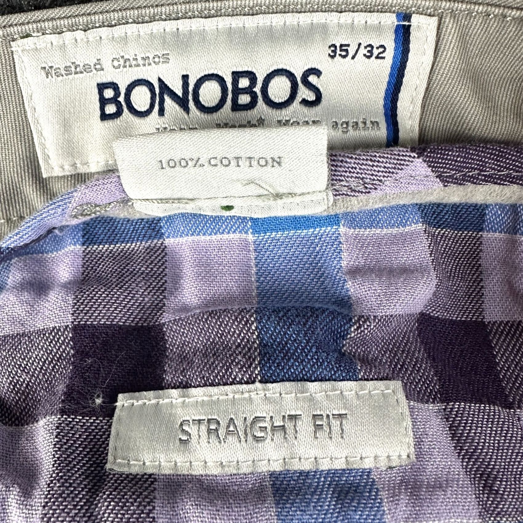 Bonobos Bonobos Pants Mens 35 Straight Fit Washed Chino Gray Cotton Stretch Flat Front Size US 35 - 5 Thumbnail